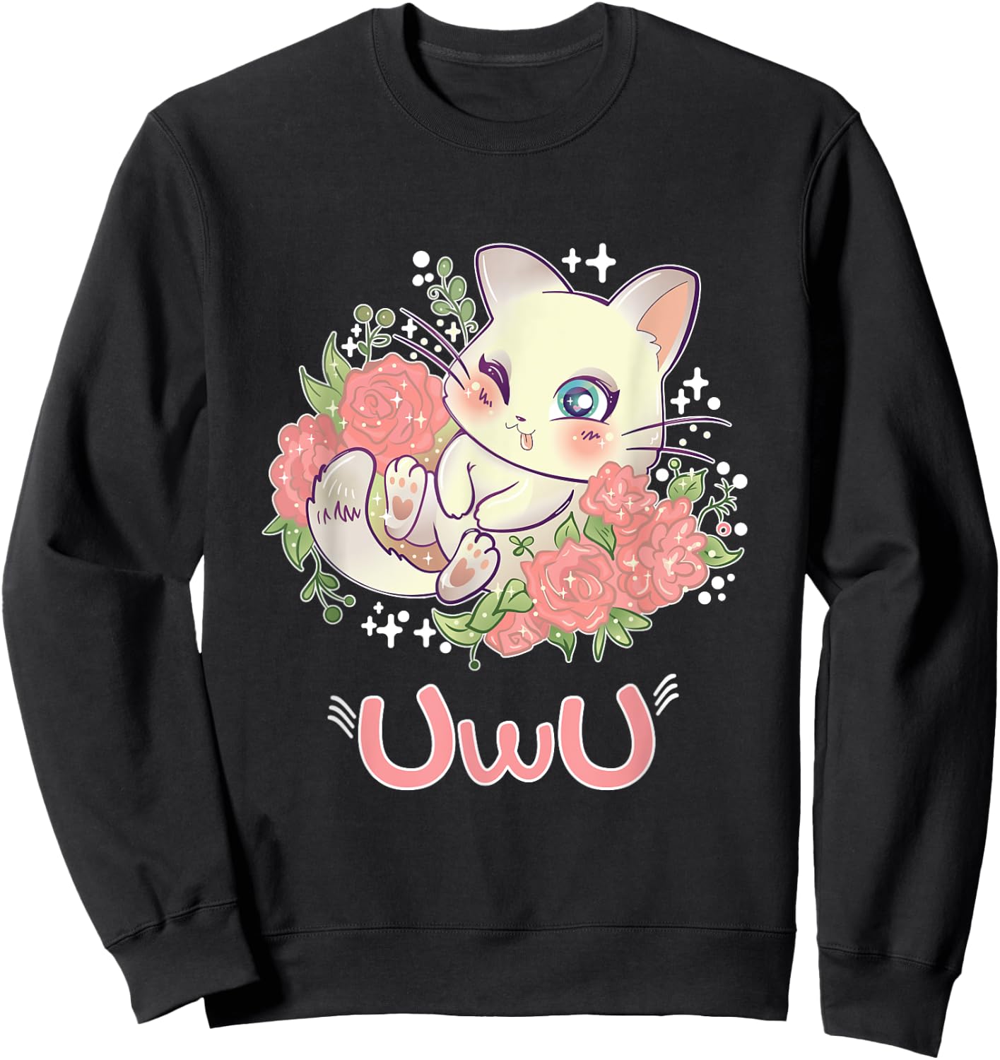 Kawaii I UwU Cat I Kawaii Meme Cute Japan Anime Kitten Sweatshirt - Sweatshirt | Black