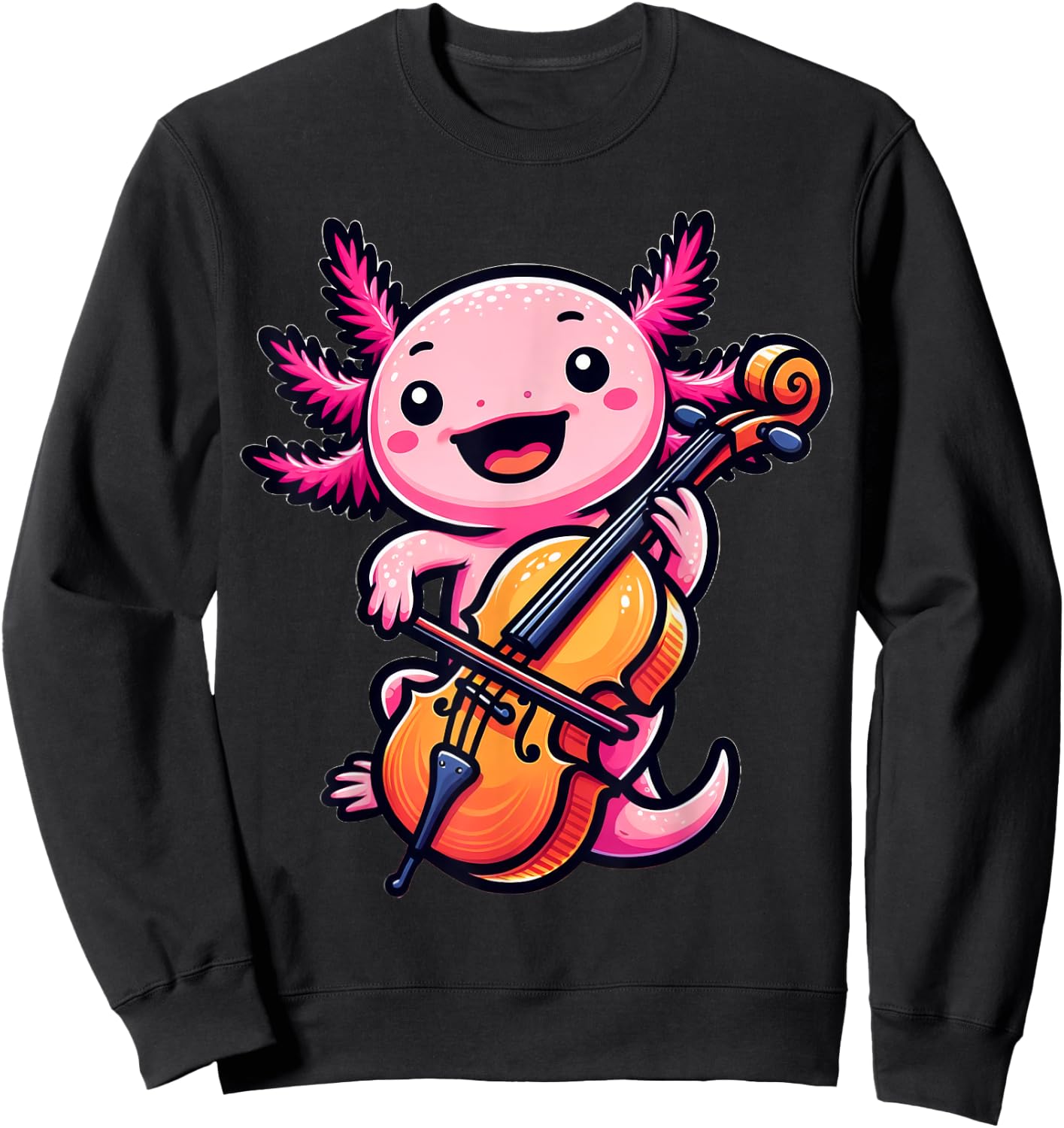 Axolotl Playing Cello Axolotls Musician Music Sweatshirt - Sweatshirt | Black