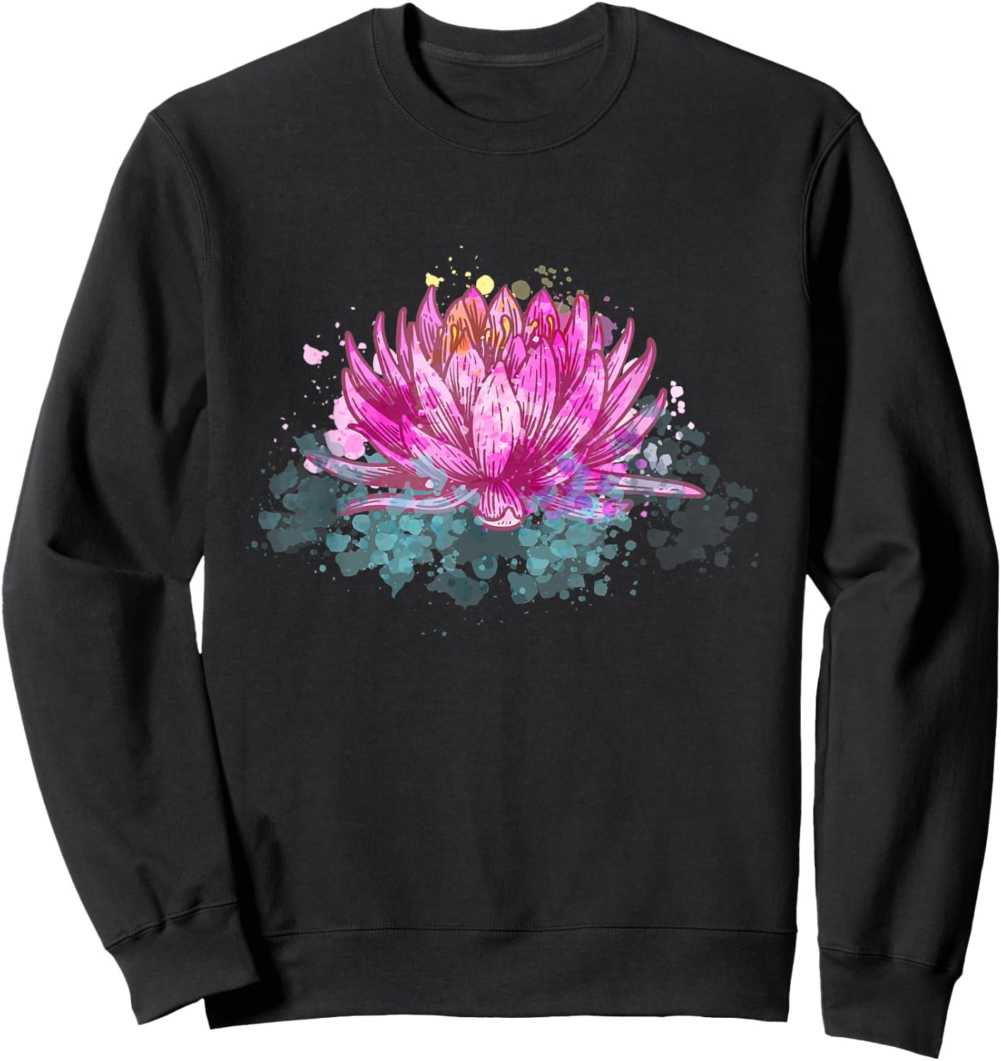 Lotus Flower Namaste Spiritual Yoga Floral Meditation Yogi Sweatshirt - Sweatshirt | Black