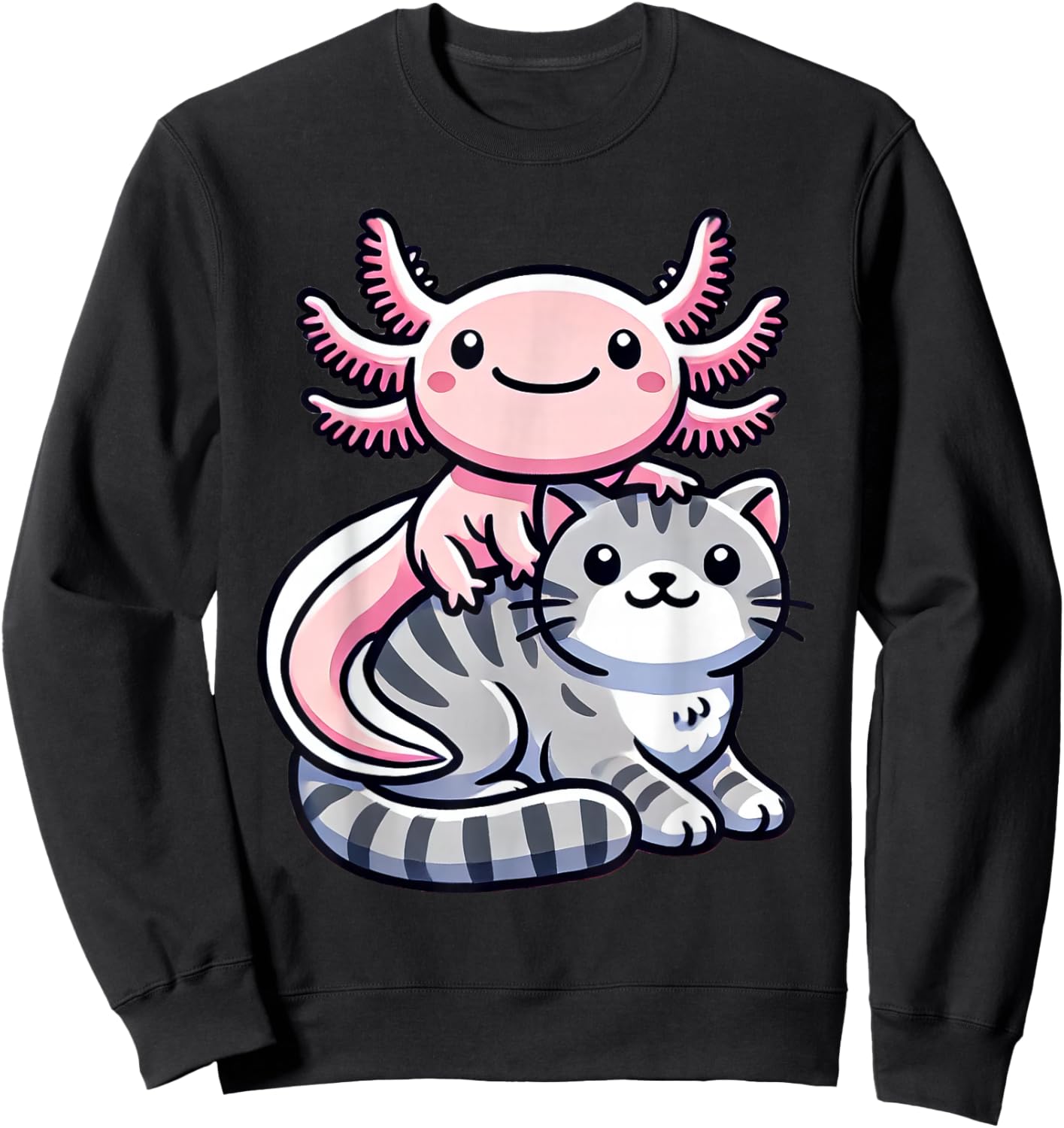 Anime Kawaii Axolotl Cat Kitten Sweatshirt - Sweatshirt | Black