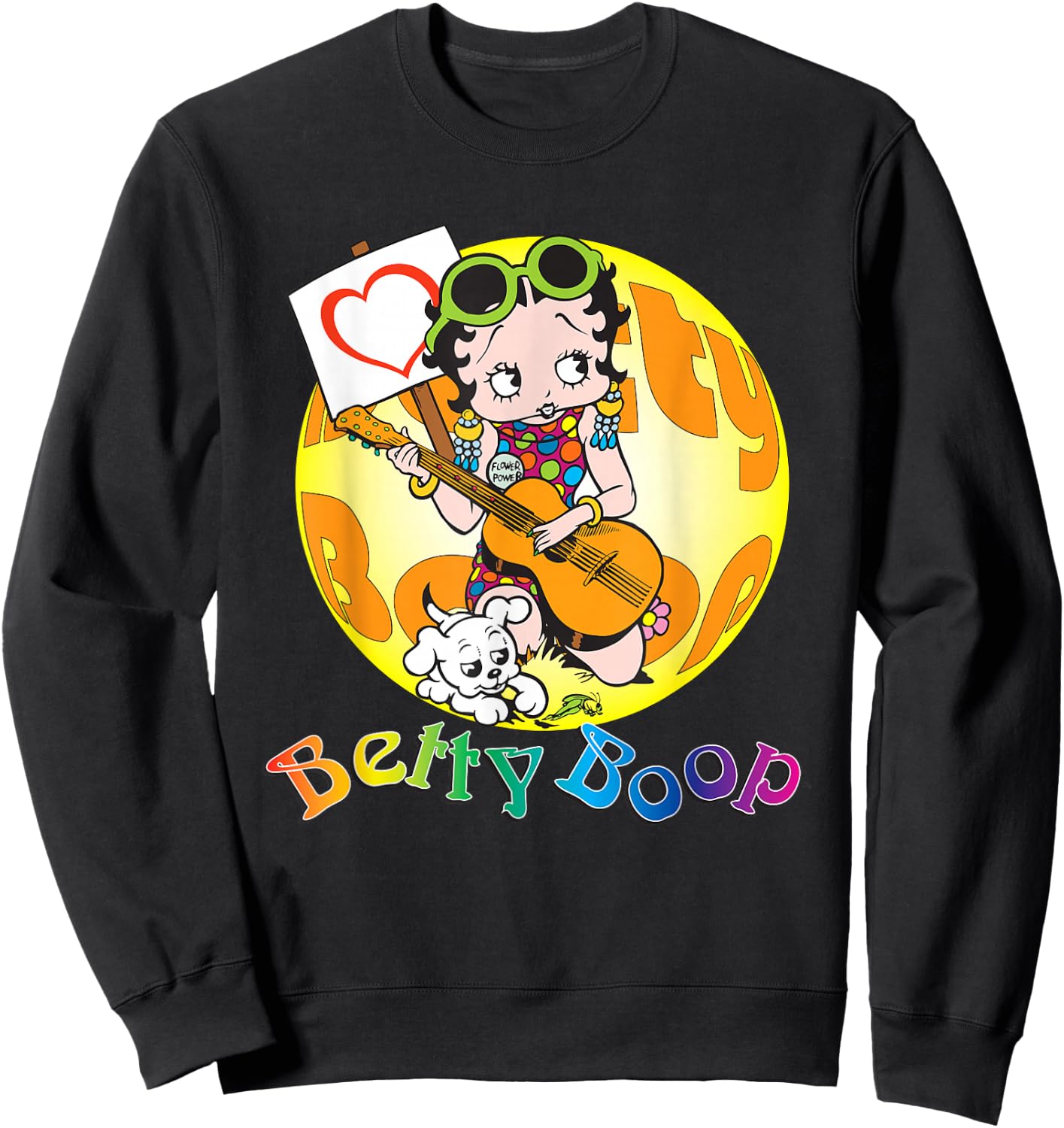 Betty Boop Groovy Guitar 70s Sweatshirt - Sweatshirt | Black