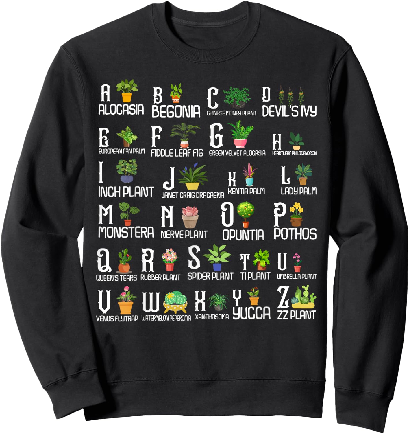 Plant Alphabet ABC Back To School Teacher Educational Sweatshirt - Sweatshirt | Black