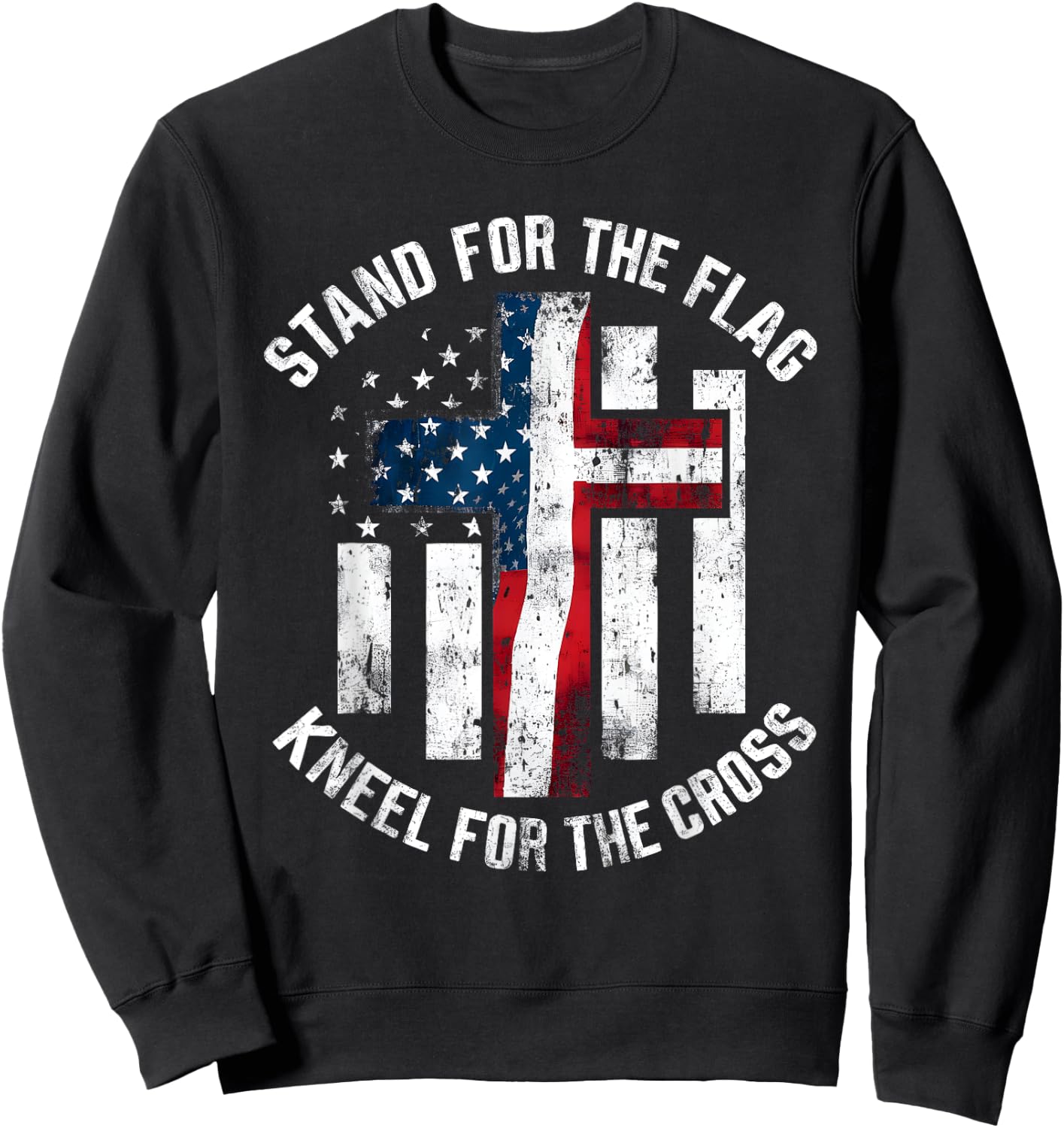 USA Flag Religious Quote 4th of July Christian Faith Men Sweatshirt - Sweatshirt | Black