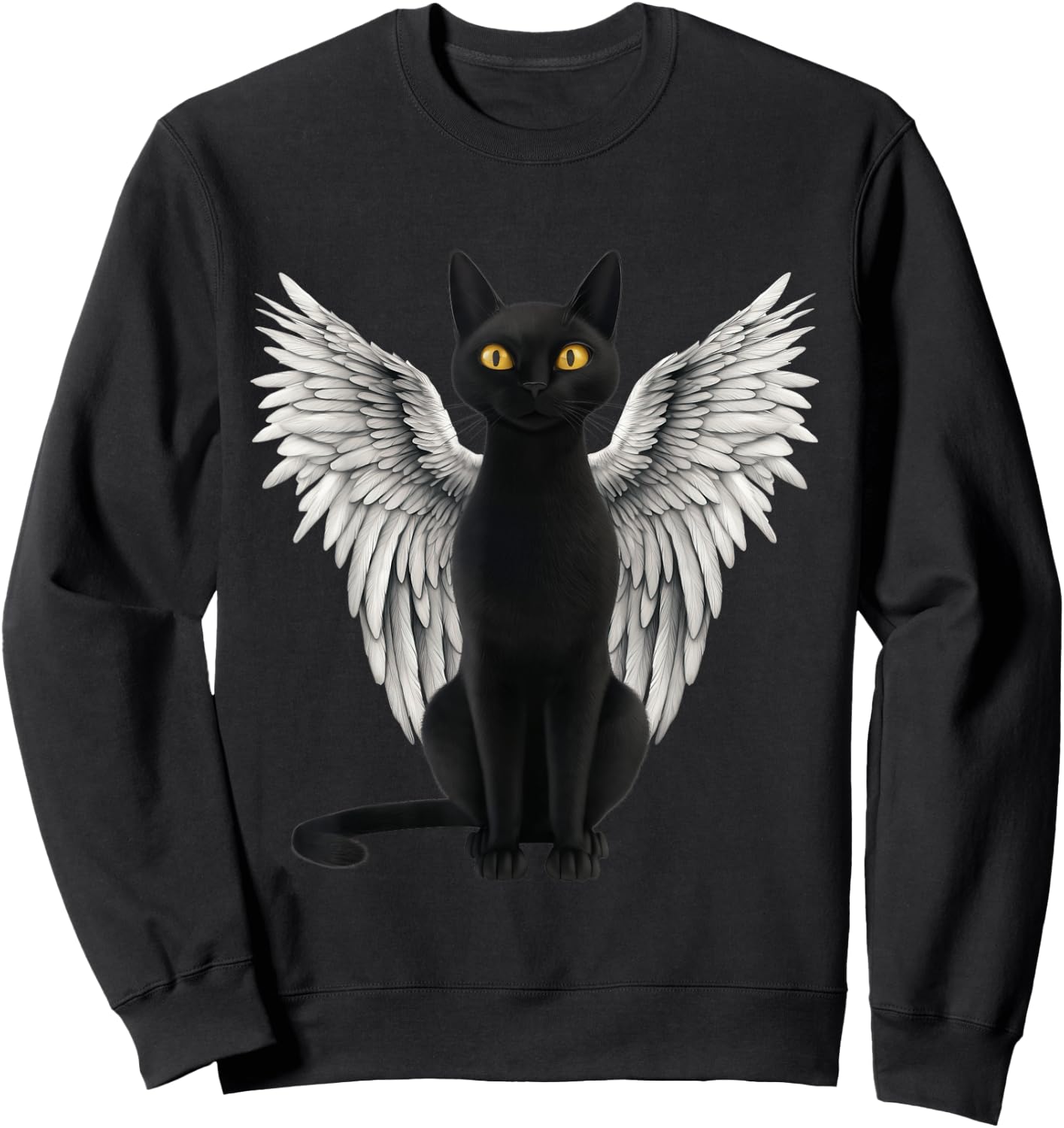 Black Cat Angel Wings Sweatshirt - Sweatshirt | Black