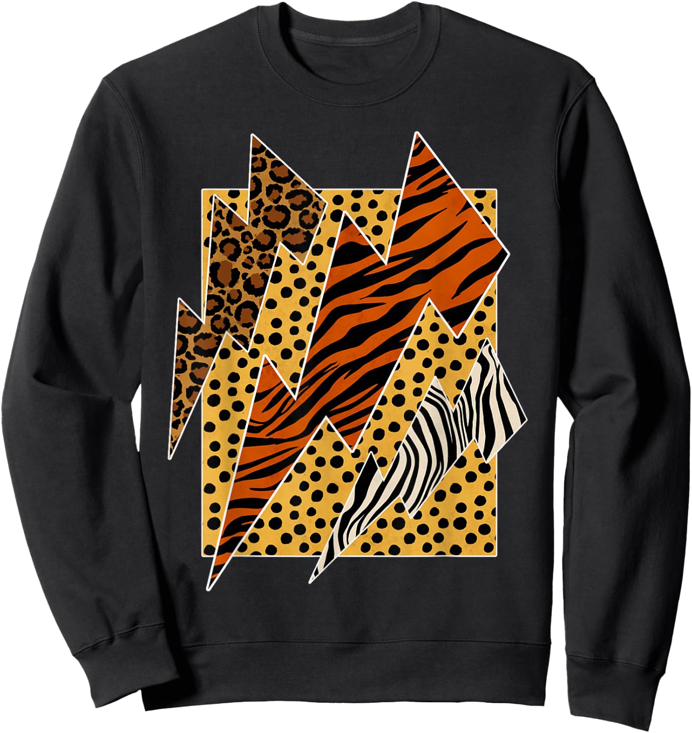 Leopard Tiger Cheetah Zebra Lightning Animal Print Shirt Sweatshirt - Sweatshirt | Black