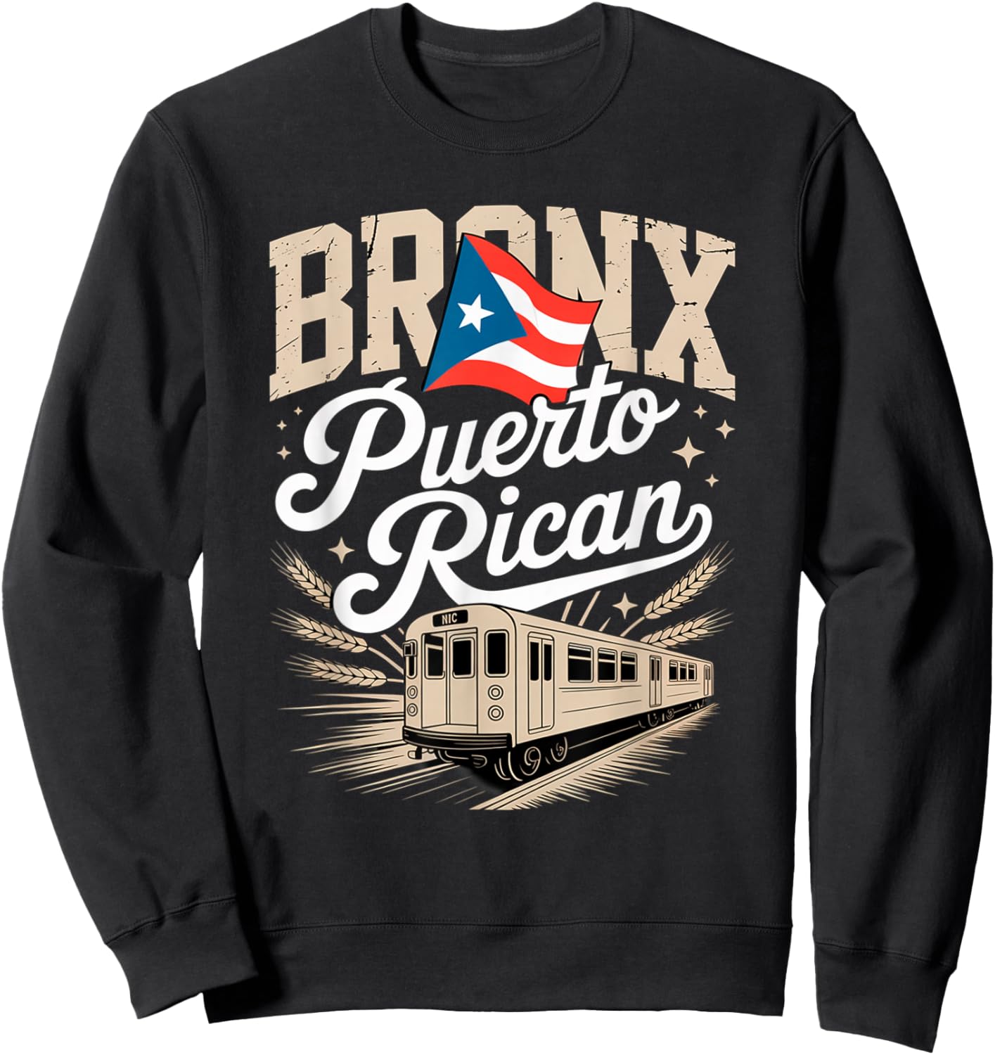 Bronx Puerto Rican Heritage Subway Train Vintage Urban Pride Sweatshirt - Sweatshirt | Black