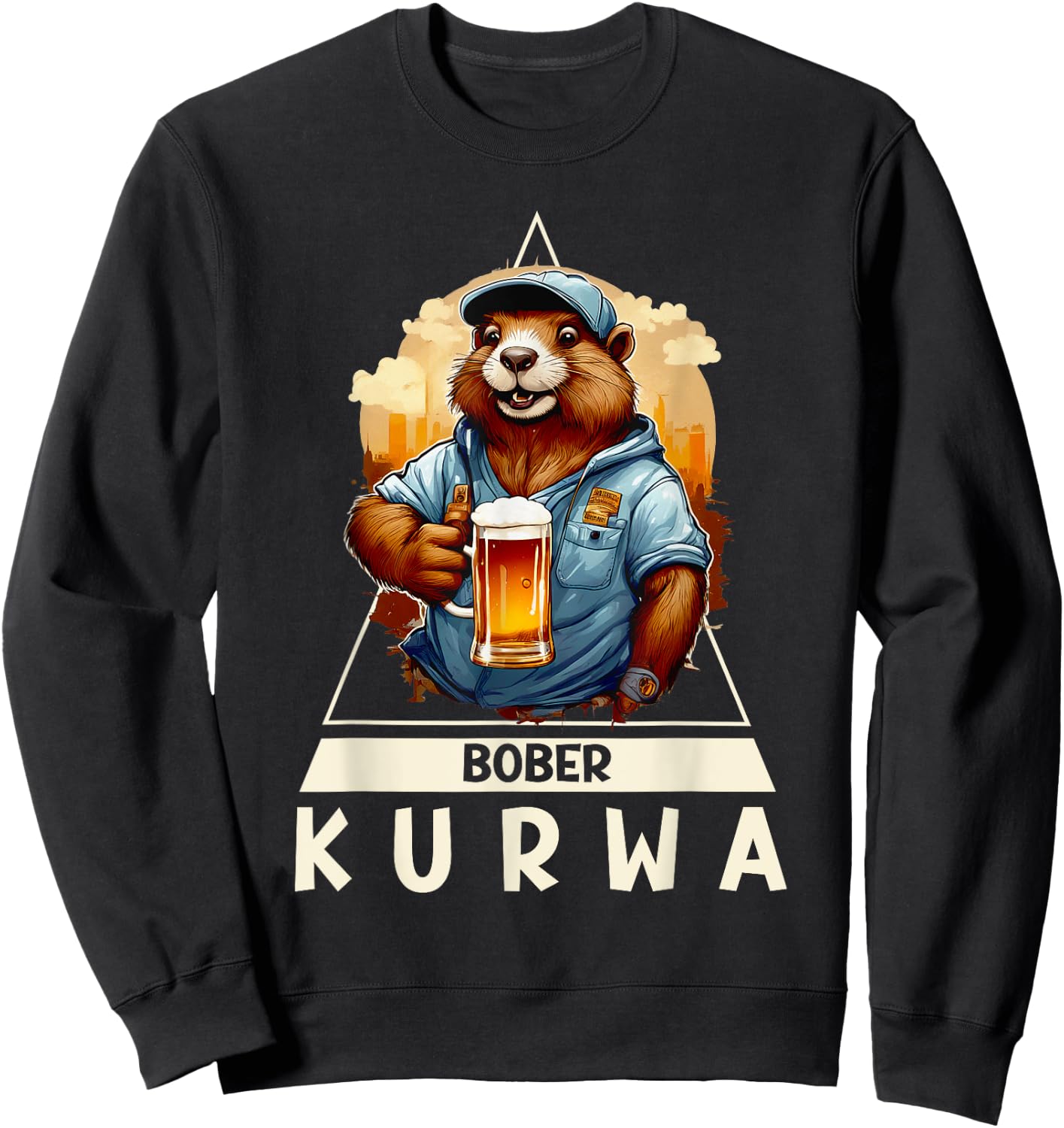 Funny Bober Bóbr Kurwa Polish Beer Bober Sweatshirt - Sweatshirt | Black