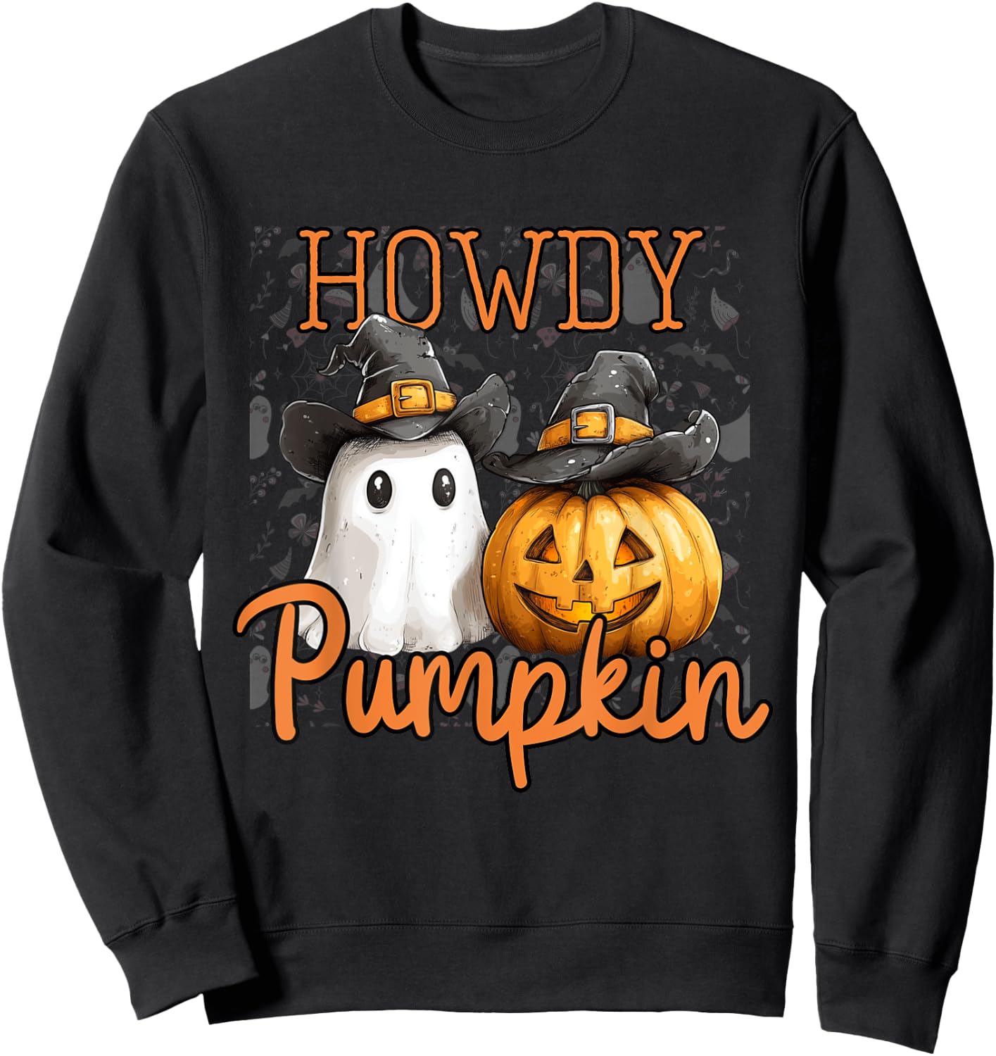 Retro Howdy Pumpkin Cowboys Funny Pumpkin Country Halloween Sweatshirt - Sweatshirt | Black