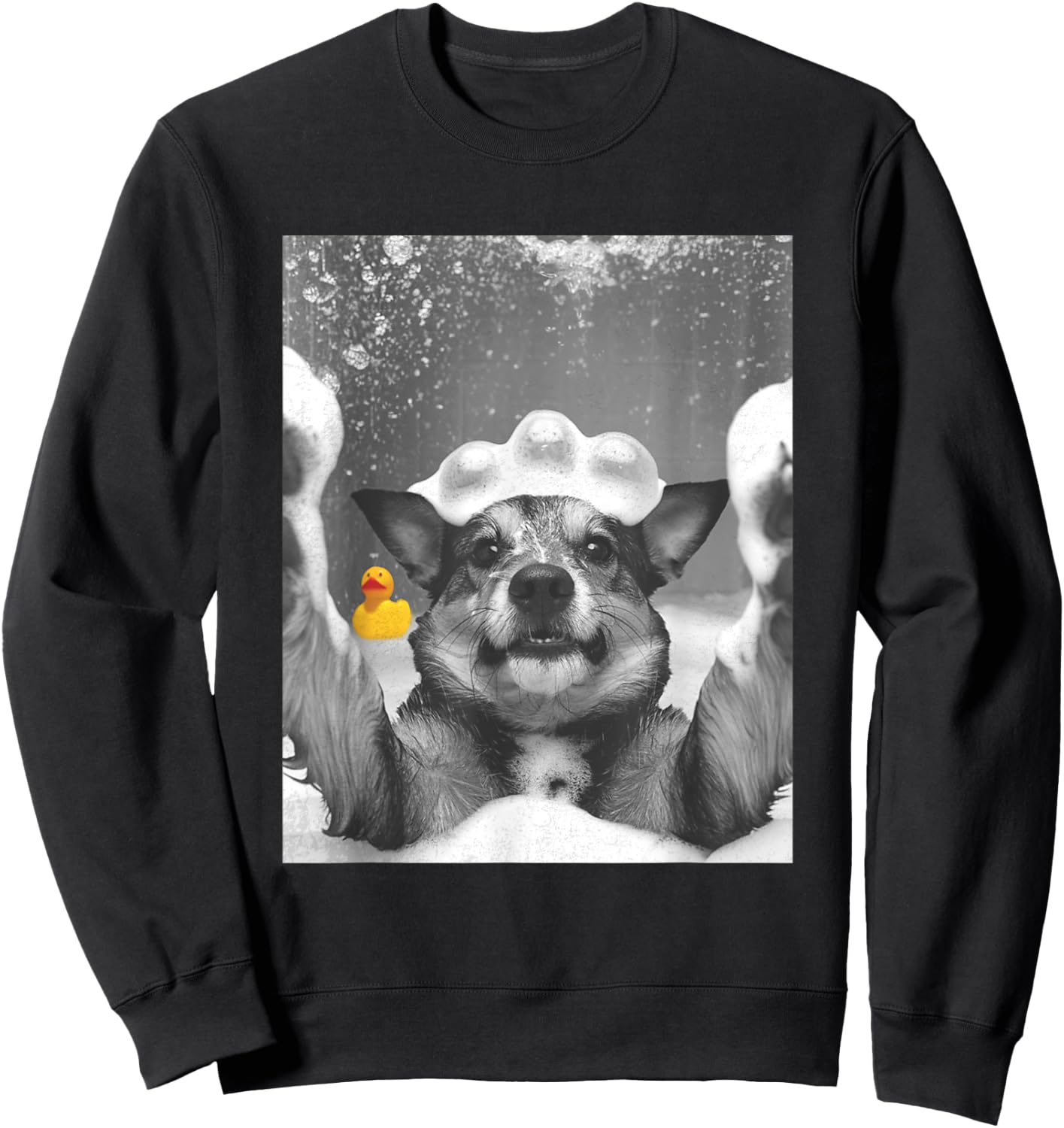 Dog Selfie in Bathtub Women Kids Sweatshirt - Sweatshirt | Black