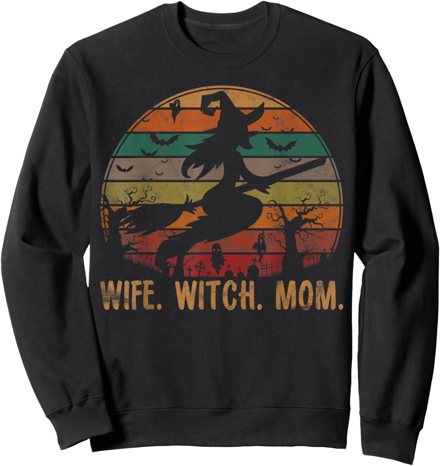 Wife Witch Mom Woman Halloween Gift Matching Group Costume Sweatshirt - Sweatshirt | Black