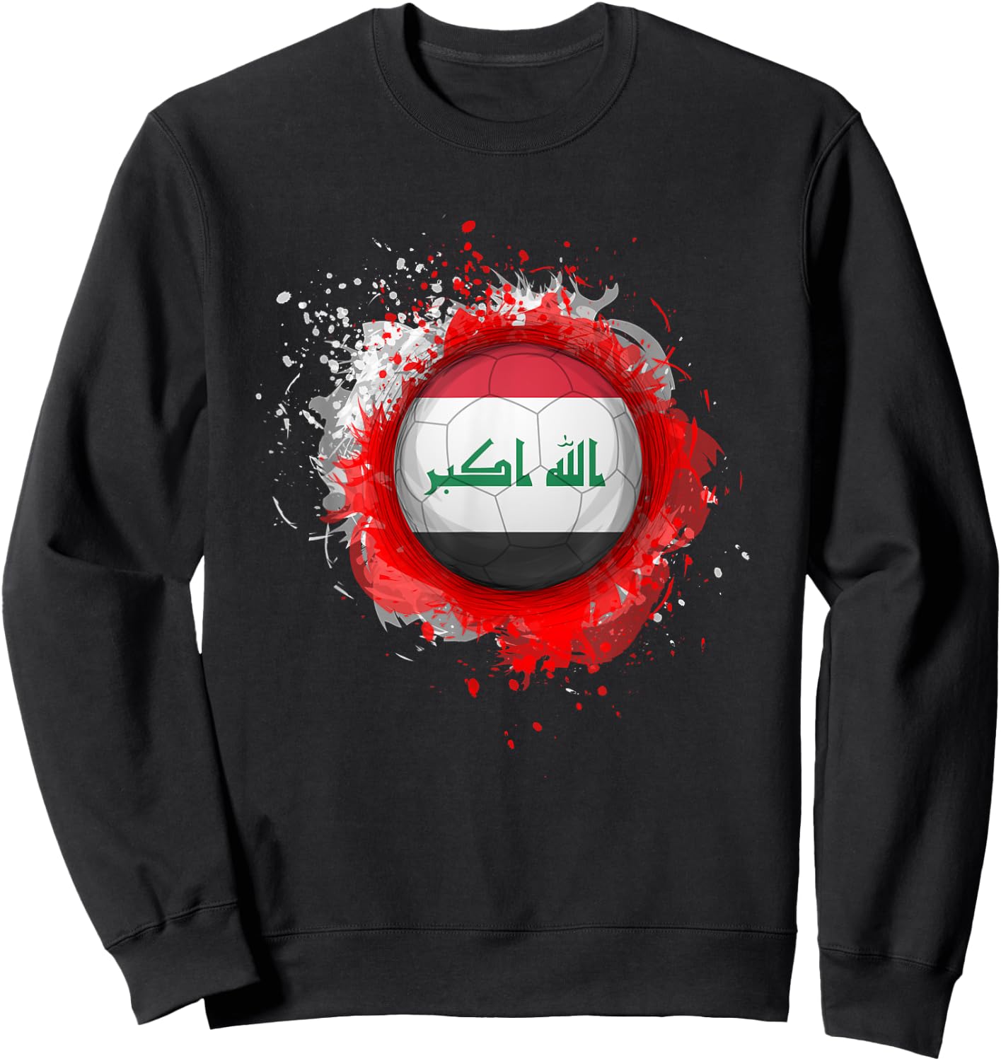 Proud Heritage Iraq Flag Soccer Ball Sweatshirt - Sweatshirt | Black