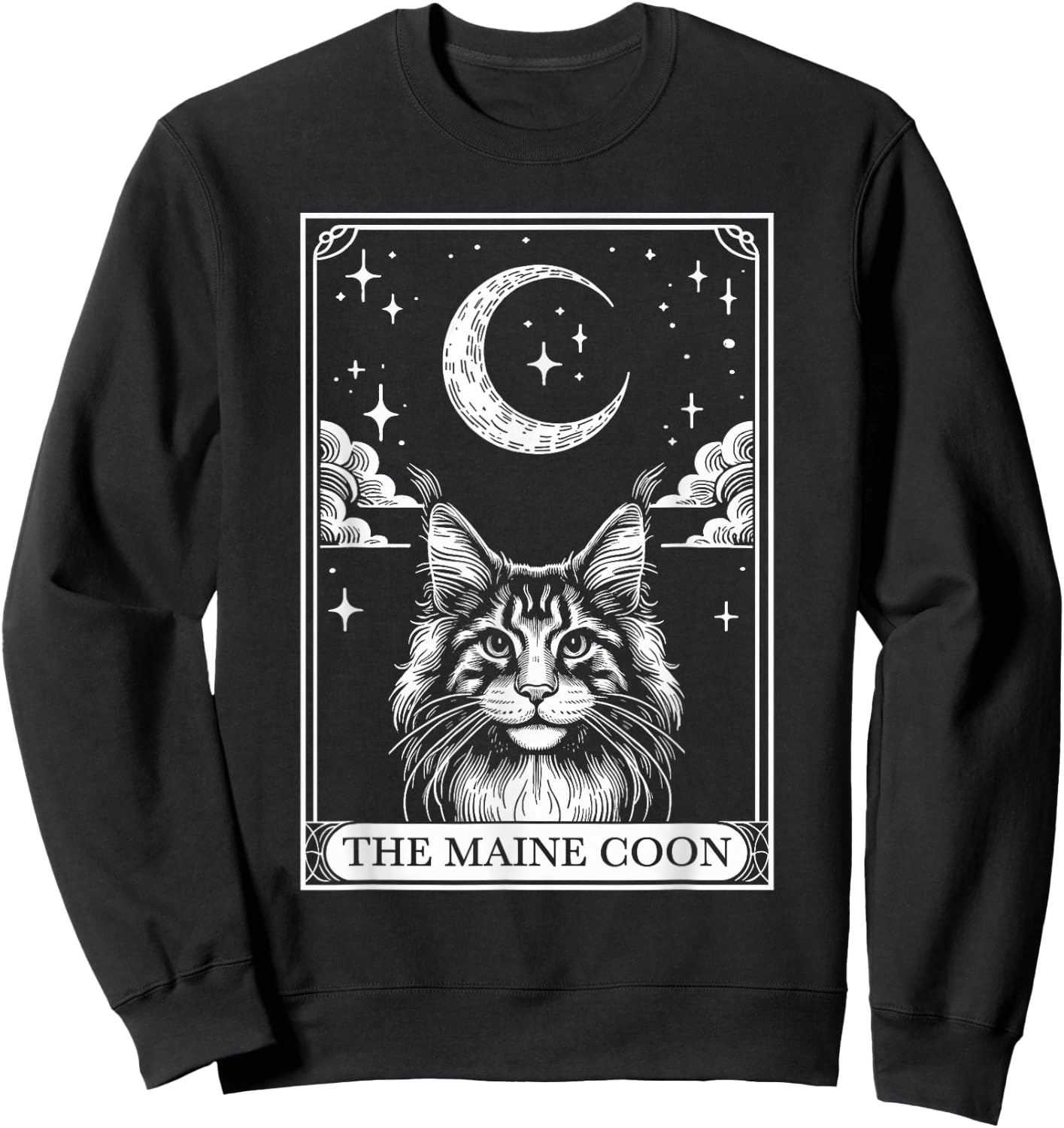 Tarot Card Vintage Crescent Moon MaineCoon Cat Mom Cat Lover Women Kids Sweatshirt - Sweatshirt | Black