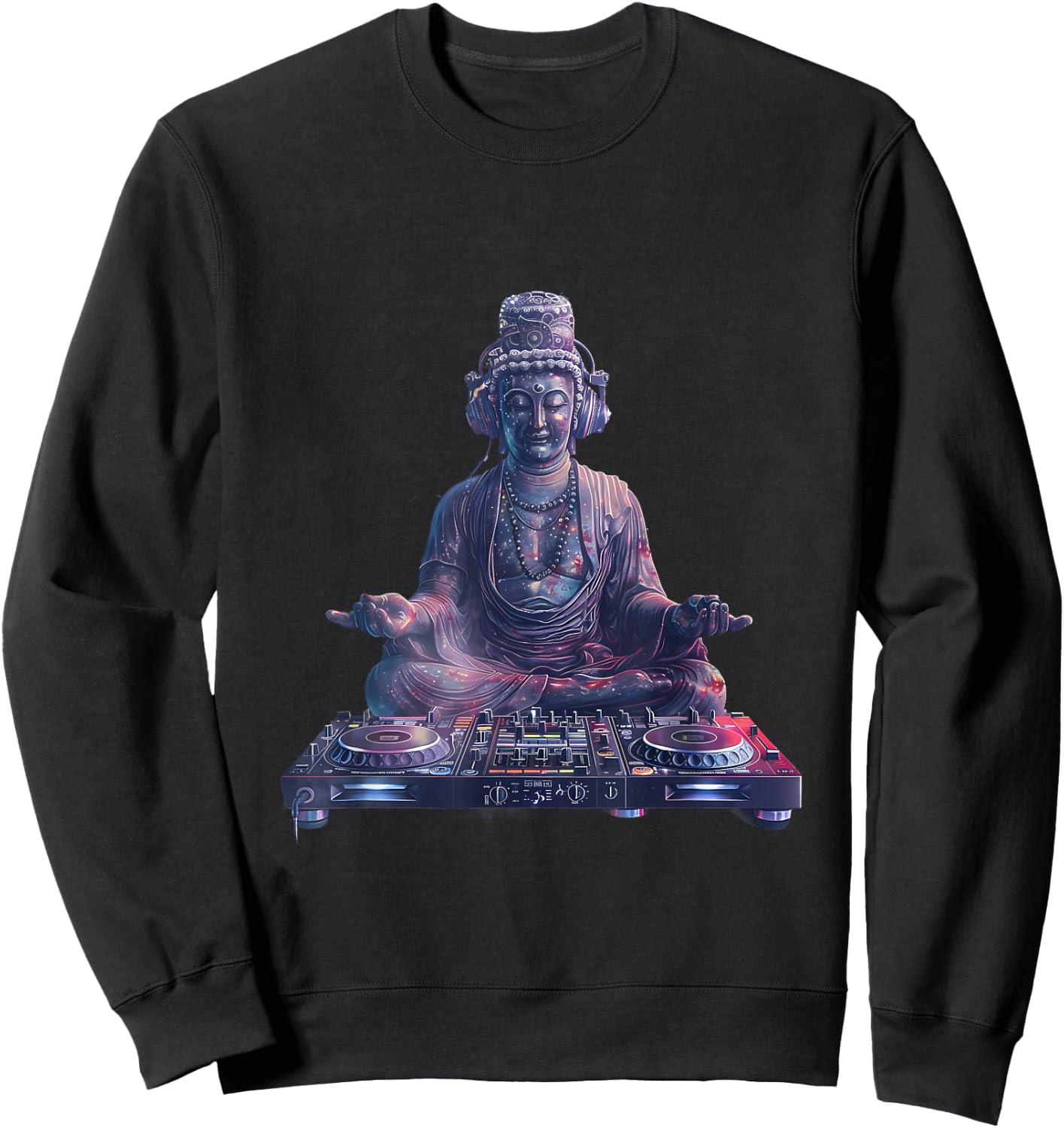 Buddha DJ Meditation Dance Club House Turntable DJ Buddha Sweatshirt - Sweatshirt | Black