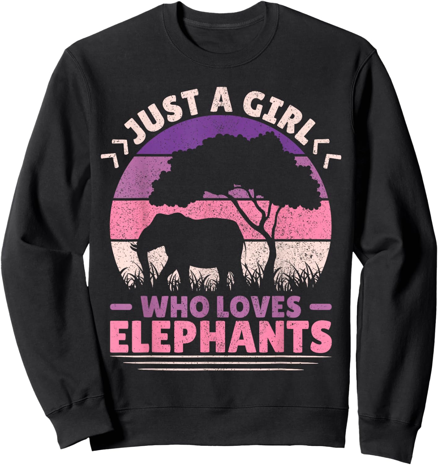 Girls African Animals Lover Just A Girl Who Loves Elephants Sweatshirt - Sweatshirt | Black