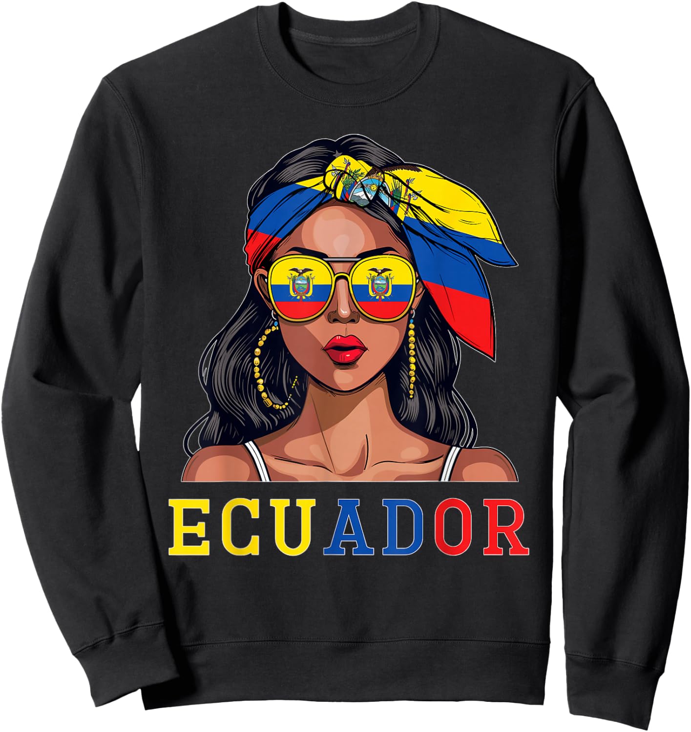 Ecuadorian Souvenirs Products Woman Flag Roots Ecuador Sweatshirt - Sweatshirt | Black