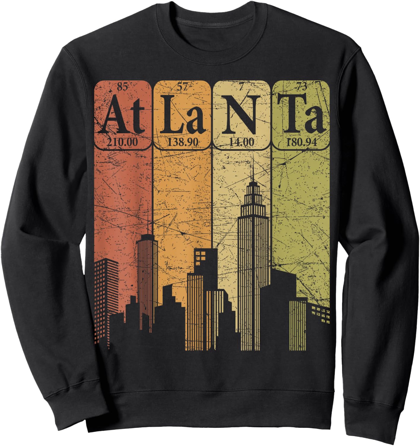 Atlanta Periodic Table Elements Atlanta Skyline Retro Sweatshirt - Sweatshirt | Black