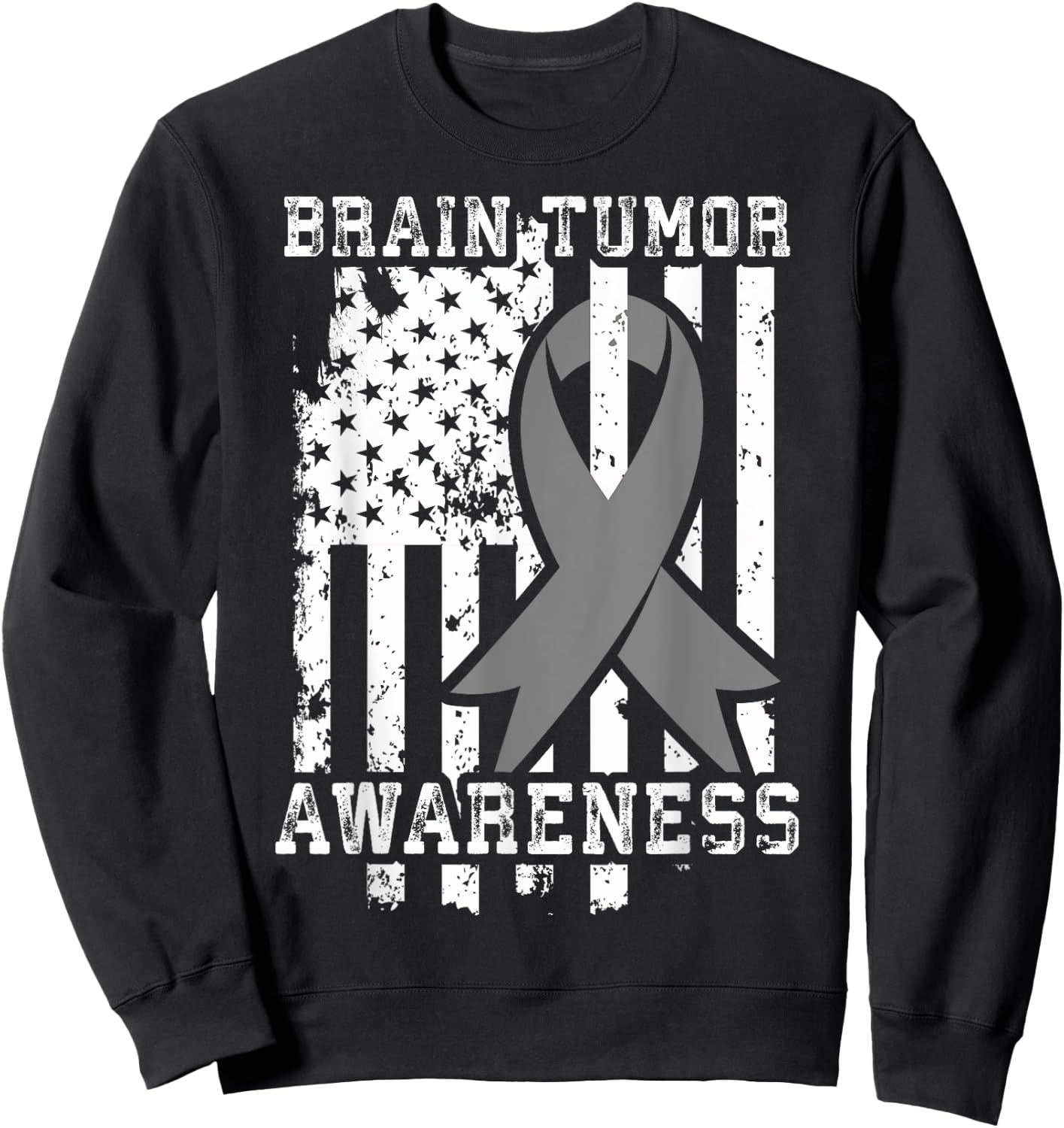 American Flag Shirt Gift Brain Tumor Patients Sweatshirt - Sweatshirt | Black