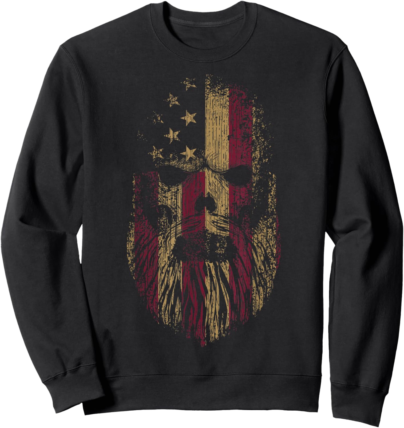 American Beard Skull Cool USA Flag With Punk Skeleton Skull Sweatshirt - Sweatshirt | Black