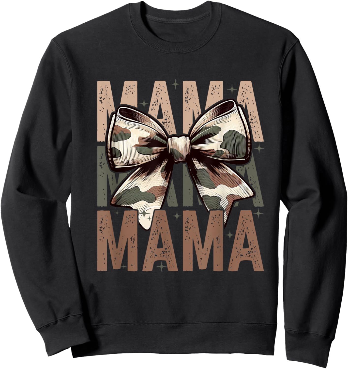 Mama, Girls Camo Coquette Bow, Retro Hunting Funny Gift Sweatshirt - Sweatshirt | Black