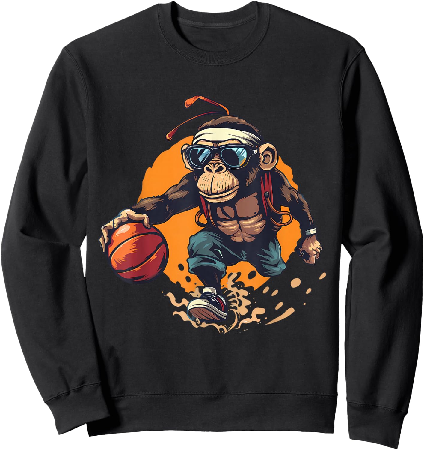 Basketball Monkey Artwork Colourful Basketball Player Sweatshirt - Sweatshirt | Black