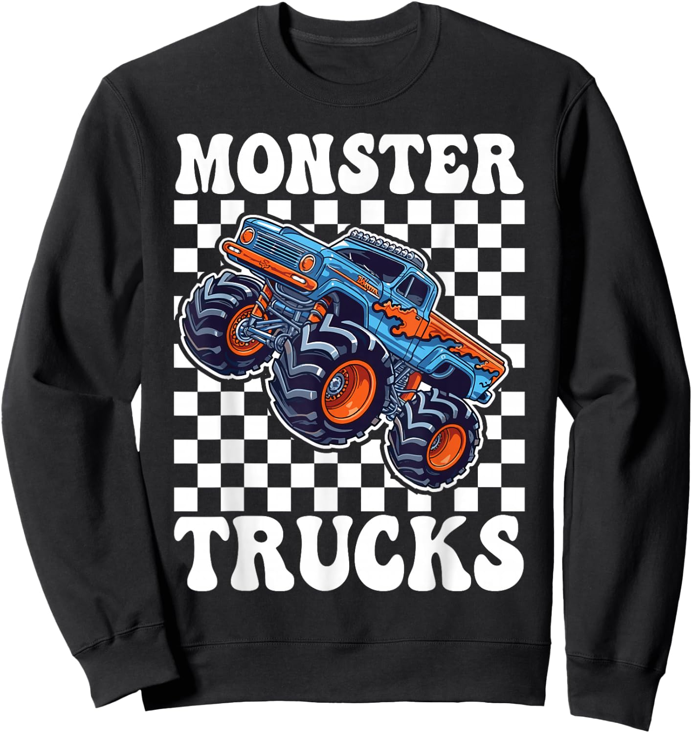 Monster Truck for Toddlers, Kids Monster Truck Retro Vintage Sweatshirt - Sweatshirt | Black