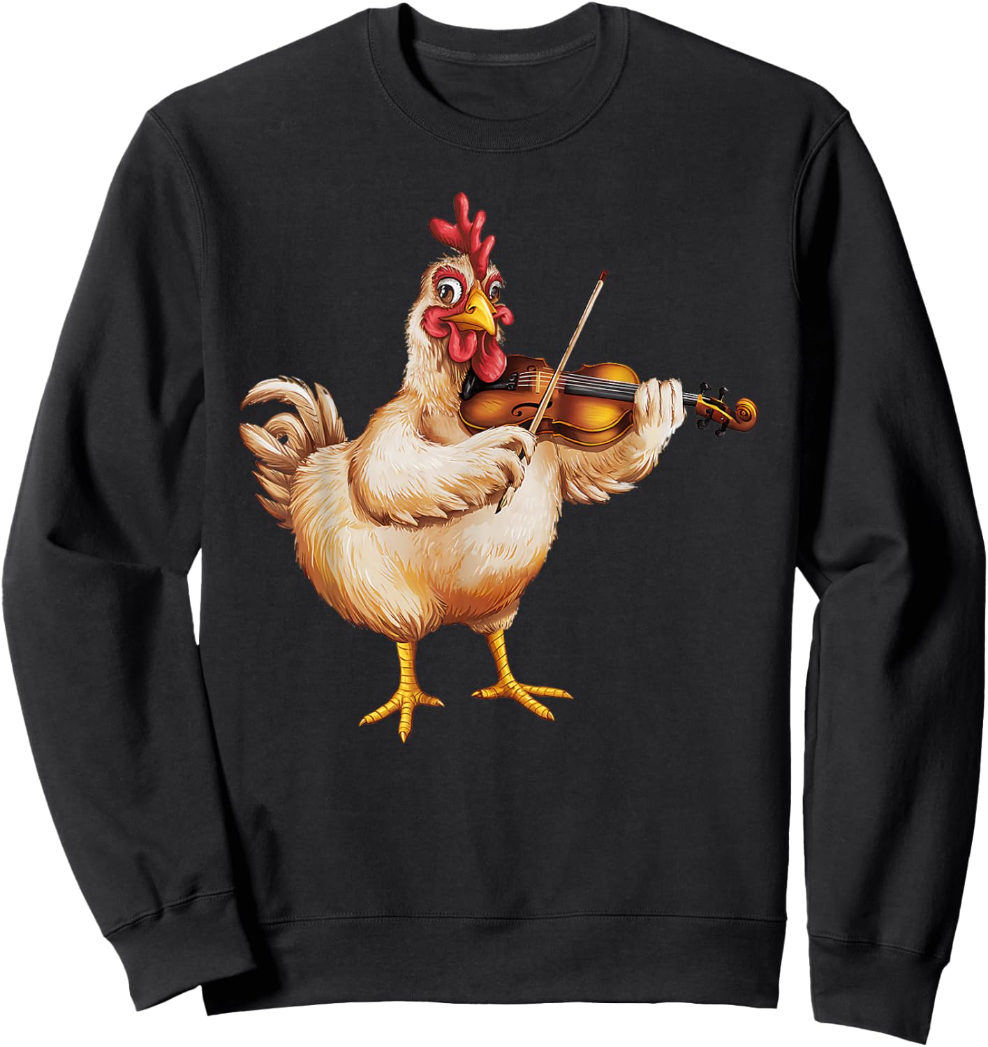 Funny Musician Violinist Cute Chicken Playing Violin Sweatshirt - Sweatshirt | Black