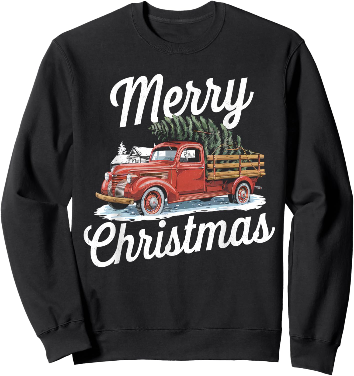 Merry Christmas Truck Xmas Tree Xmas Light Men Women Kids Sweatshirt - Sweatshirt | Black