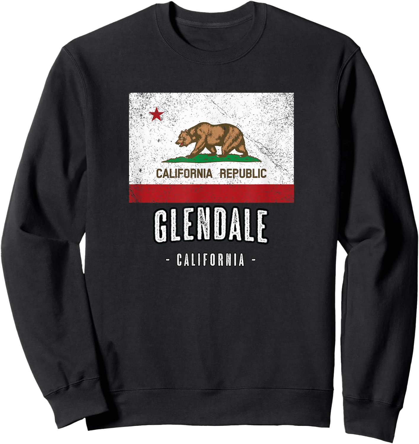 GLENDALE - California | Cali City Souvenir - CA Flag Top Sweatshirt - Sweatshirt | Black