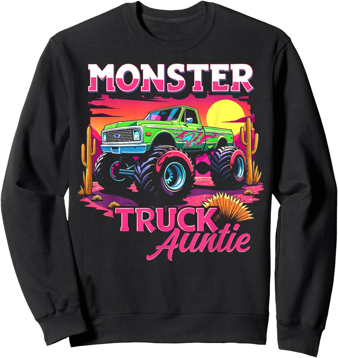 Monster Truck Auntie Matching Family Monster Truck Aunt Sweatshirt - Sweatshirt | Black