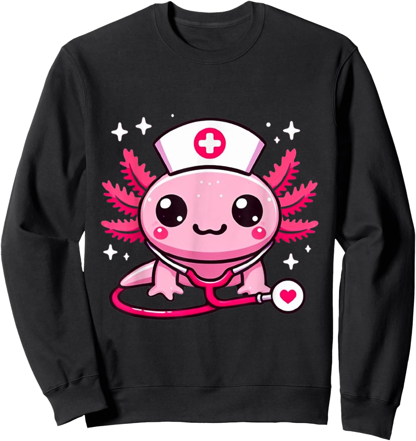Thanksgiving Scrub Tops Women Axolotls Nurse Holiday Nursing Sweatshirt - Sweatshirt | Black