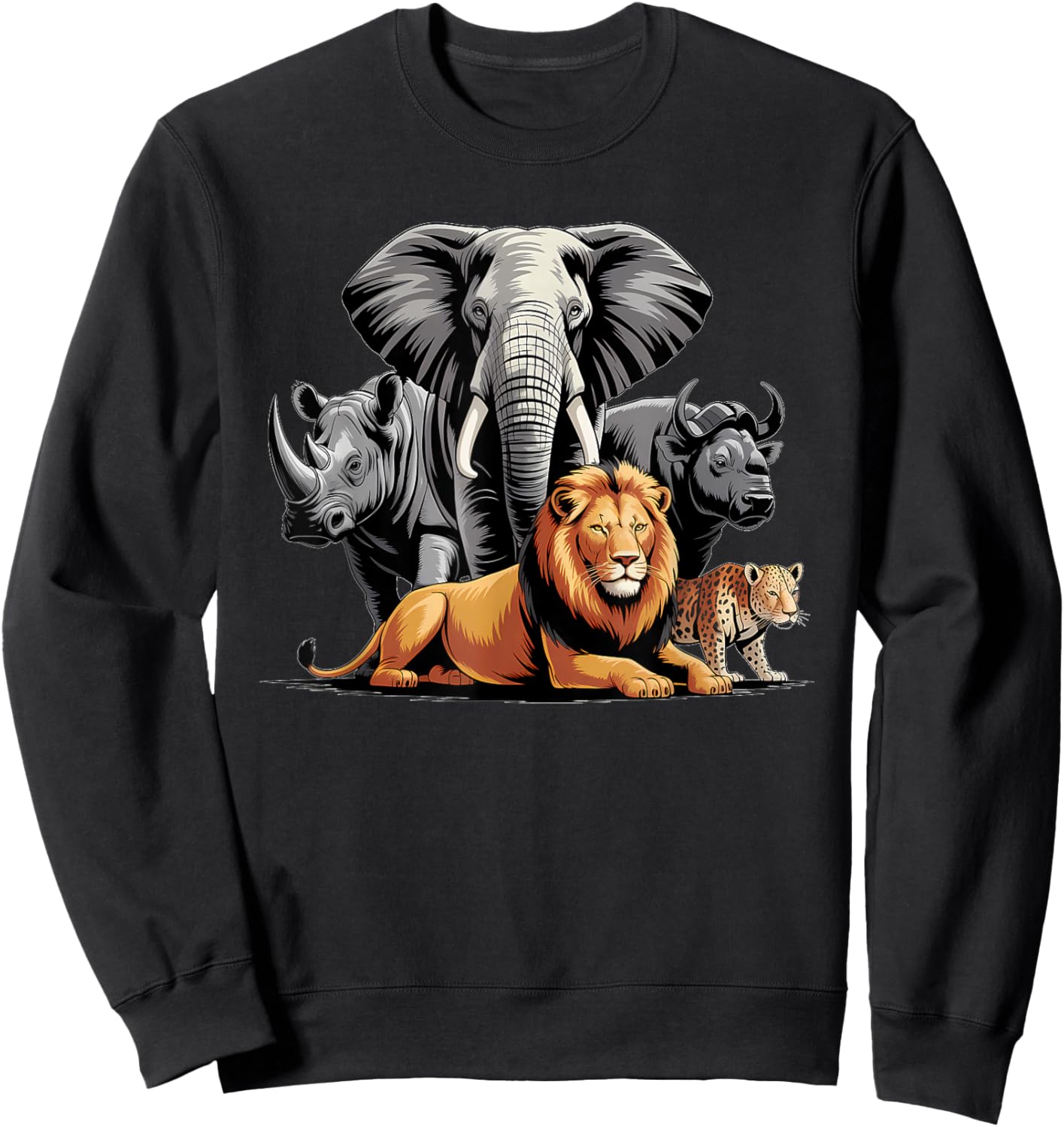 Big 5 Wildlife South Africa Safari Sweatshirt - Sweatshirt | Black