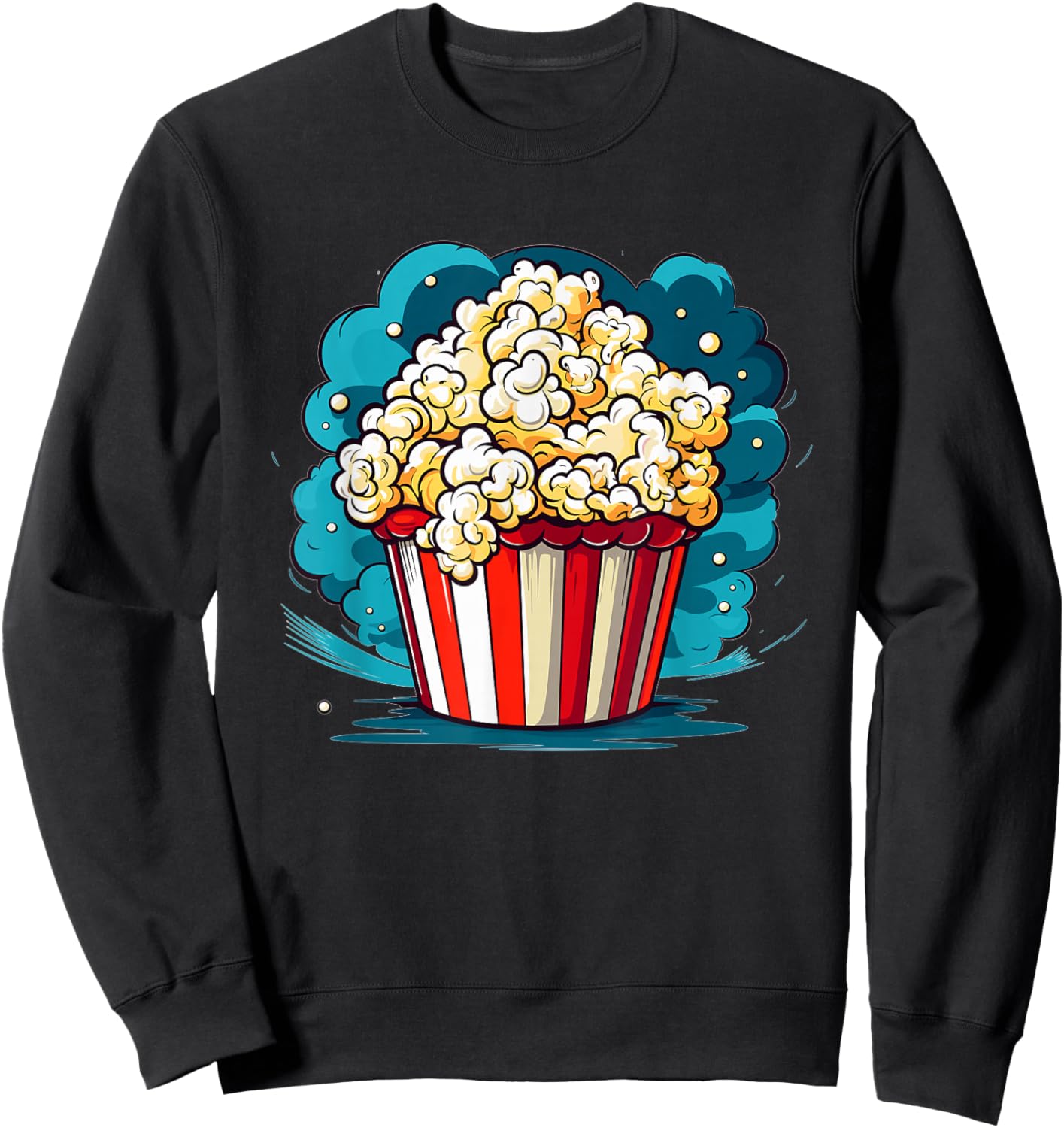 Popcorn Explosion Cartoon Movie Time Sweatshirt - Sweatshirt | Black