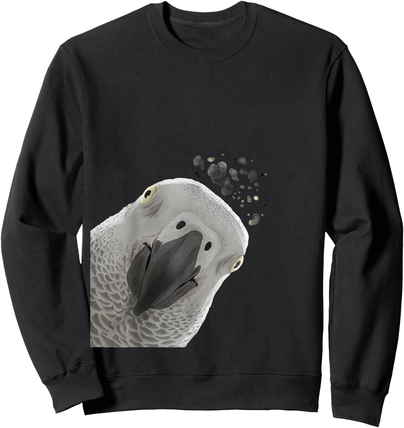 Funny Bird Curious African Gray Parrot Sweatshirt - Sweatshirt | Black