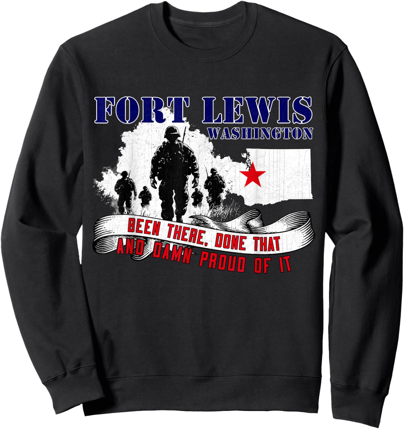 Fort Lewis Washington US Military Base Veterans Day Sweatshirt - Sweatshirt | Black