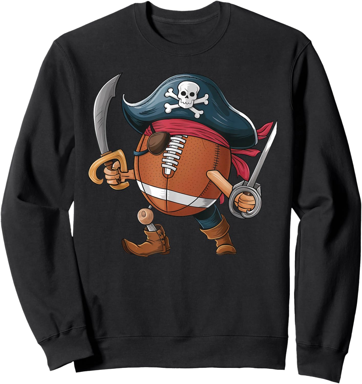 Funny Football Pirate Halloween Kids Football Sweatshirt - Sweatshirt | Black