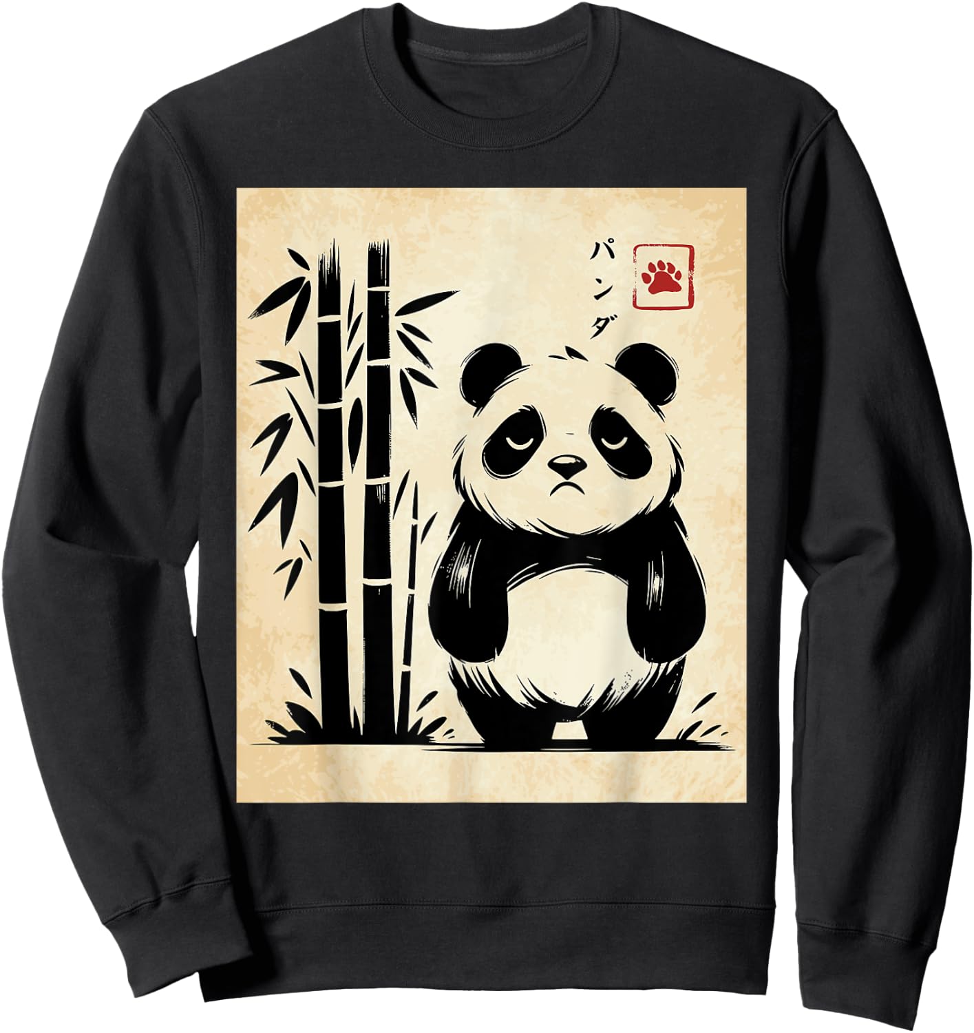 Kawaii Panda Ink Japanese Streetwear Novelty Funny Panda Sweatshirt - Sweatshirt | Black