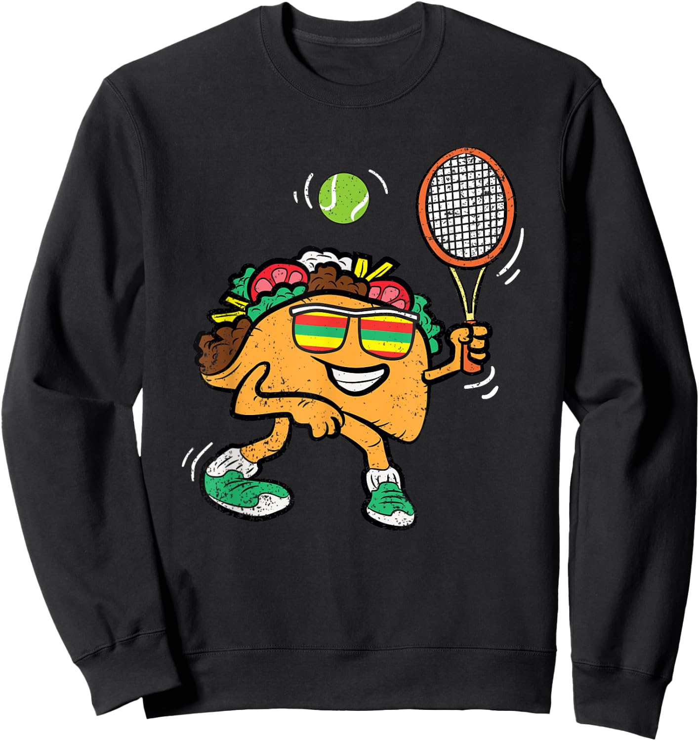 Taco Tennis Player Cinco De Mayo Mexican Bowler Food Fiesta Sweatshirt - Sweatshirt | Black