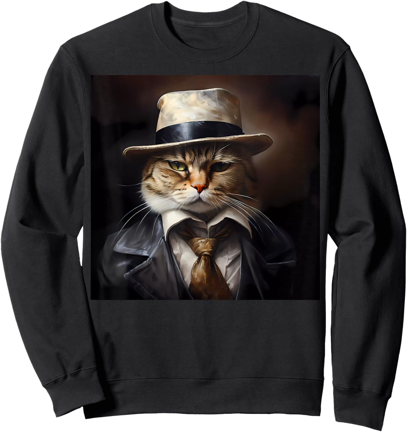 Funny Cat Gangster Mafia Meme for Kitten Parents Adults Kids Sweatshirt - Sweatshirt | Black