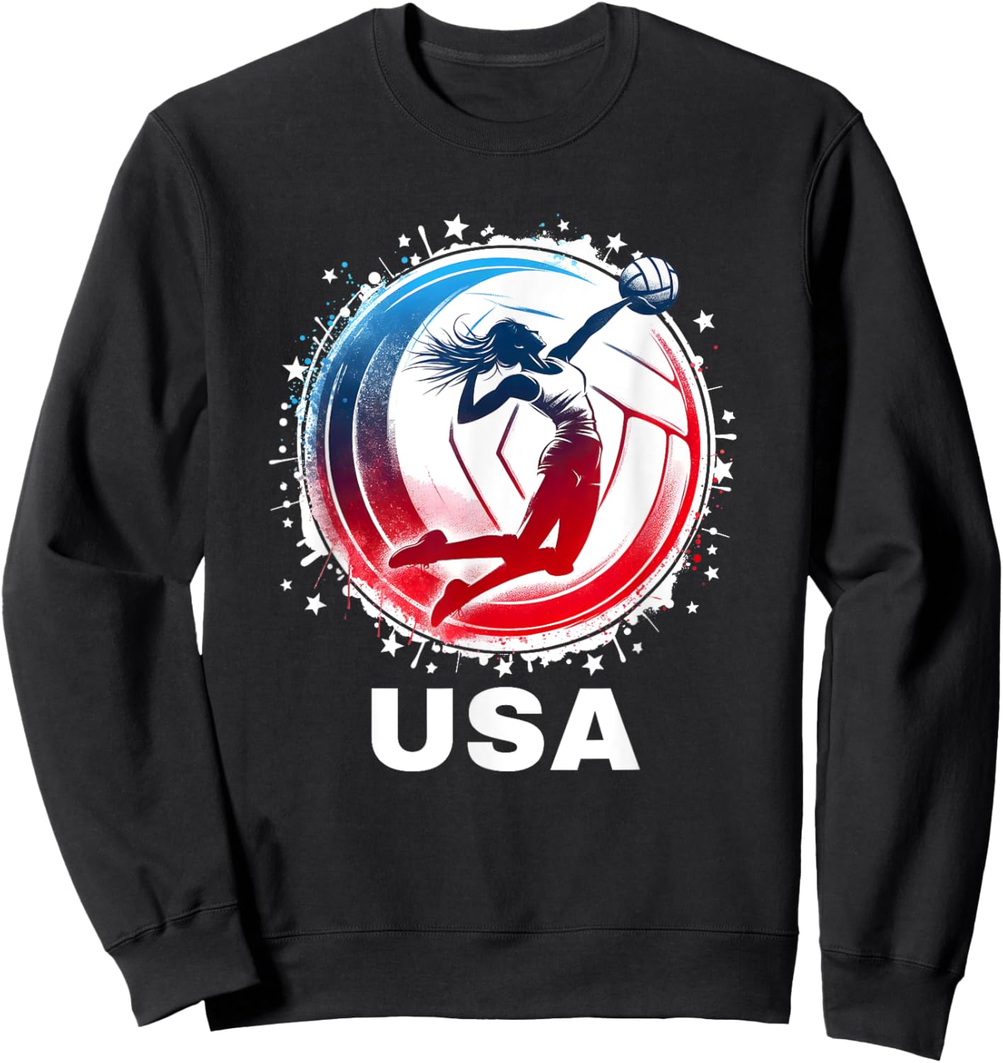 Volleyball USA Team Men Women Kids Volleyball Apparel USA Sweatshirt - Sweatshirt | Black