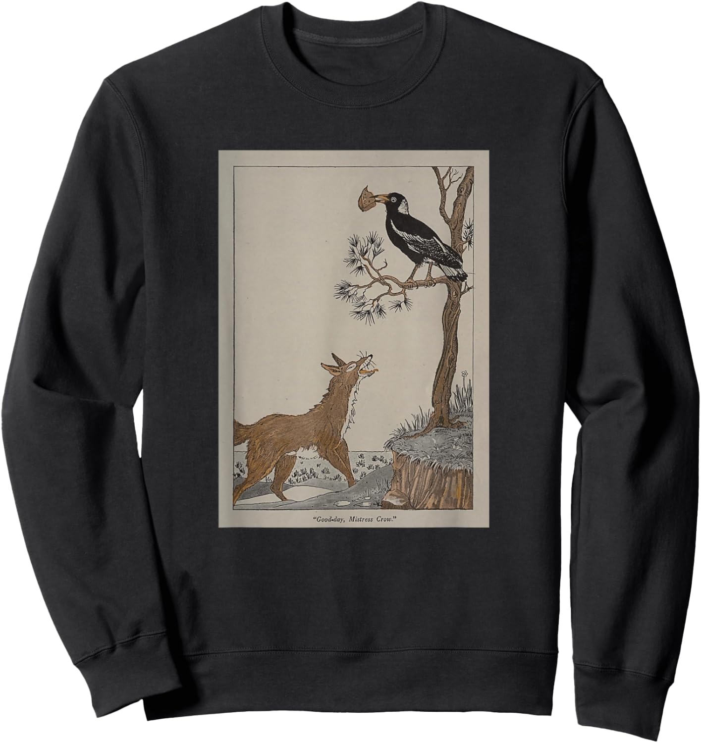 The Fox and The Crow - Aesop's Fables Sweatshirt - Sweatshirt | Black