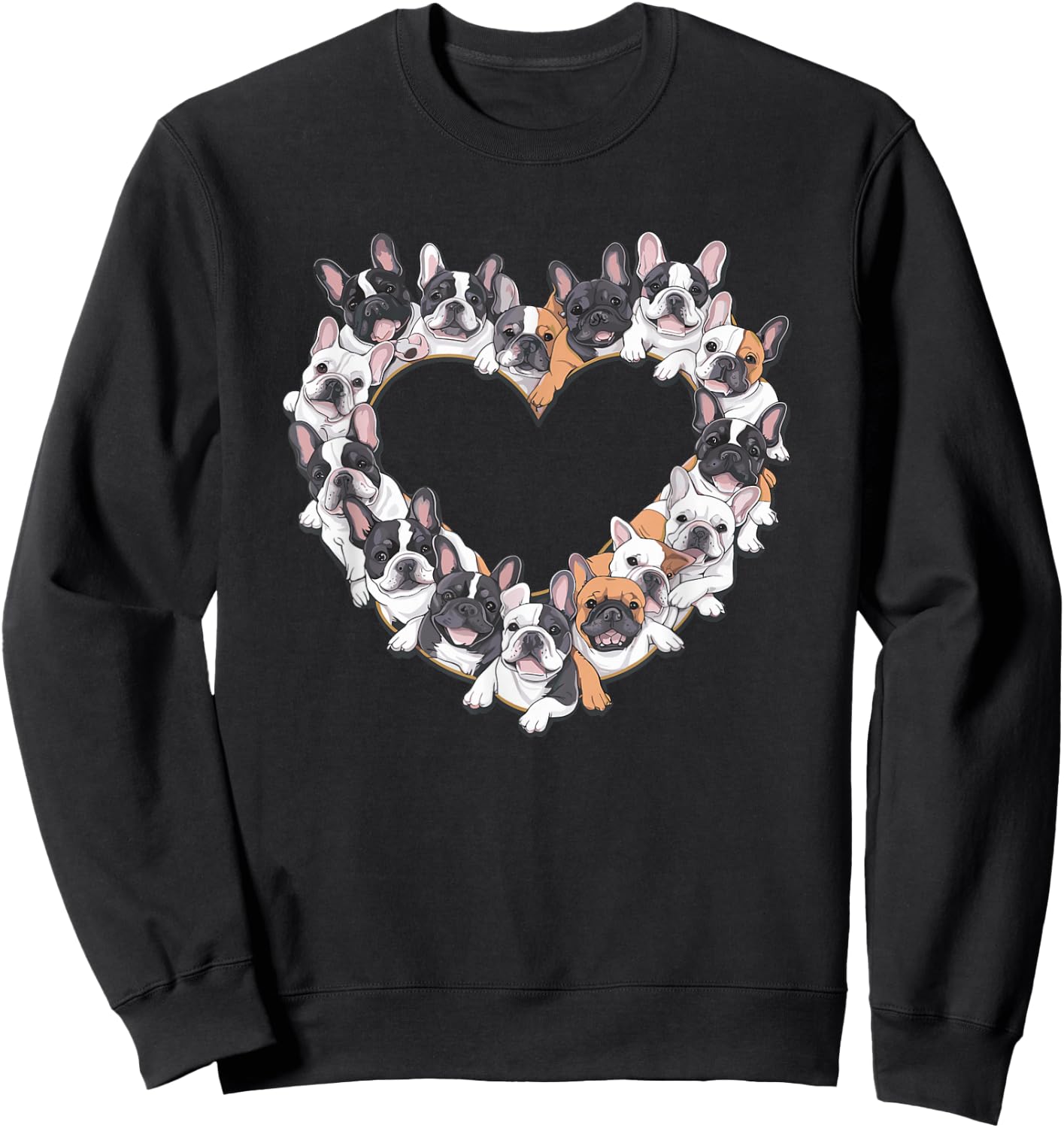 Heart French Bulldog Frenchie Bulldogs Sweatshirt - Sweatshirt | Black