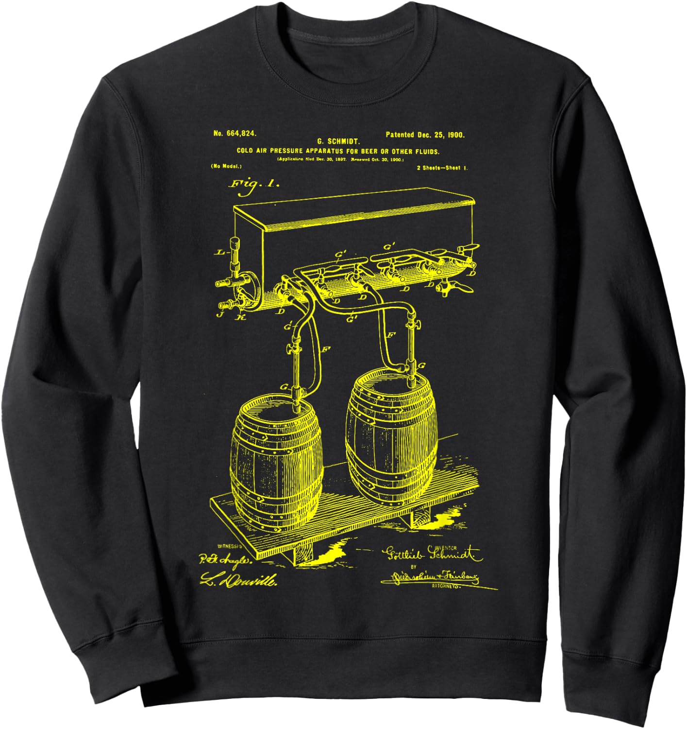 Craft Beer Brewing Classic Vintage Patent Brewery Brewer Sweatshirt - Sweatshirt | Black