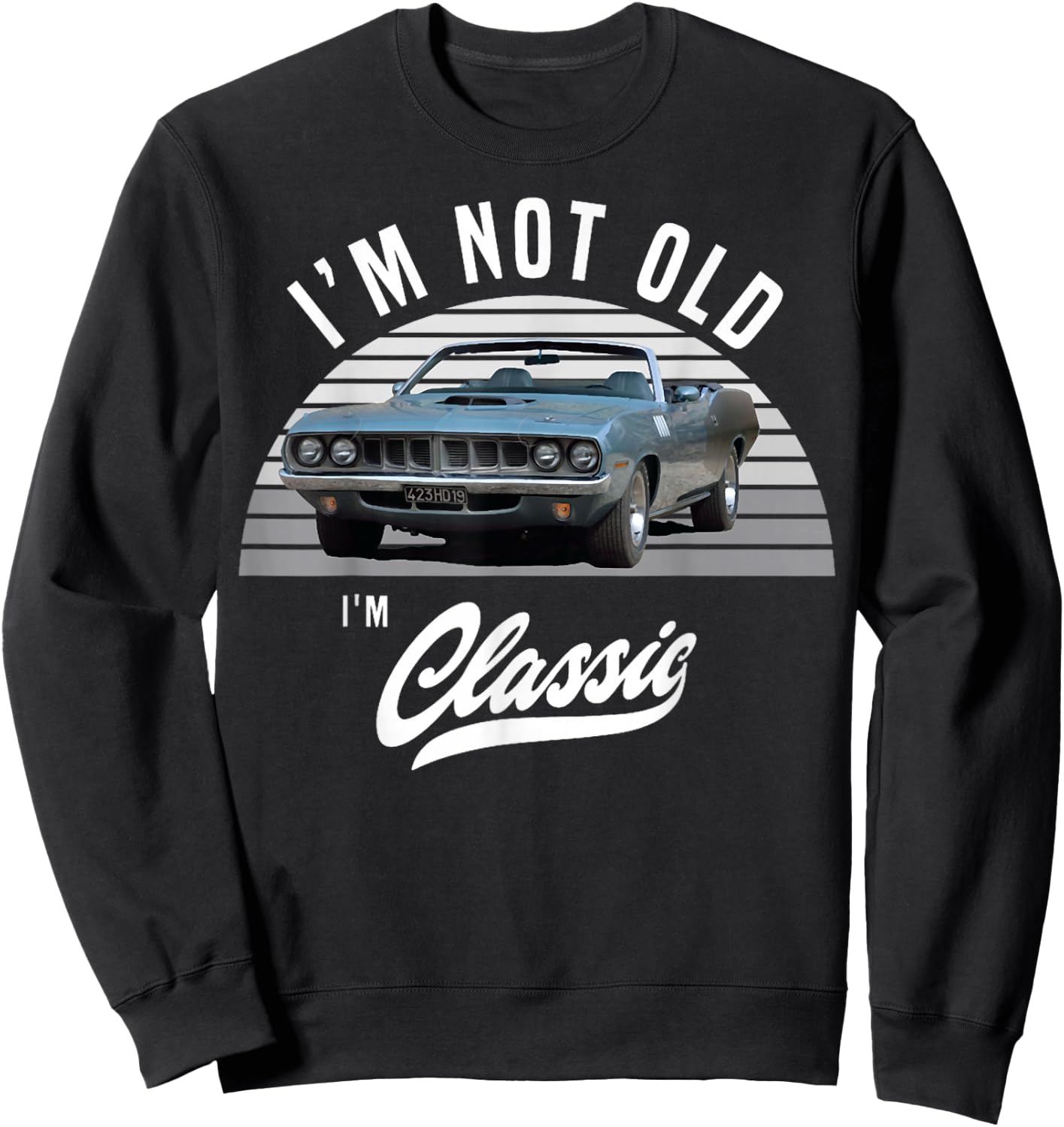 1971 Cuda Plymouth Barracuda Convertible Vintage Cars , Small Sweatshirt - Sweatshirt | Black