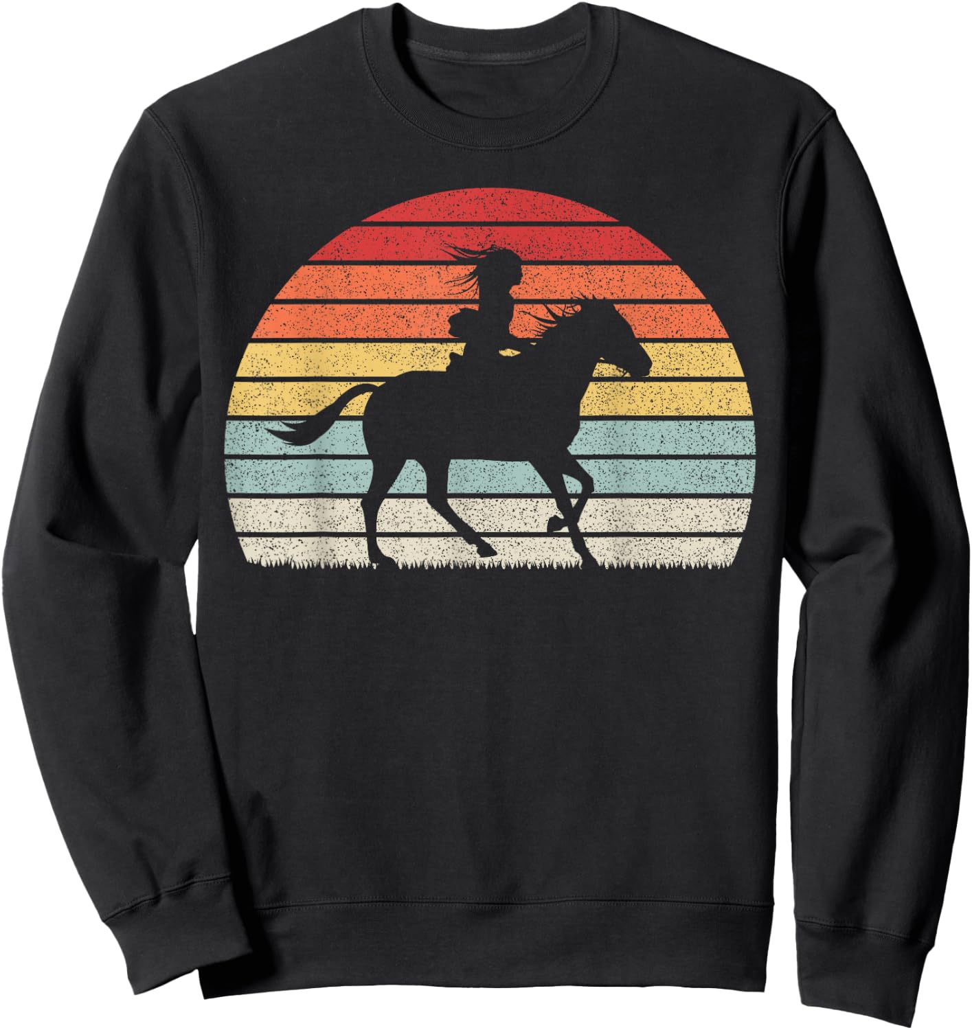 Retro Vintage Girl Horse Riding Sweatshirt - Sweatshirt | Black