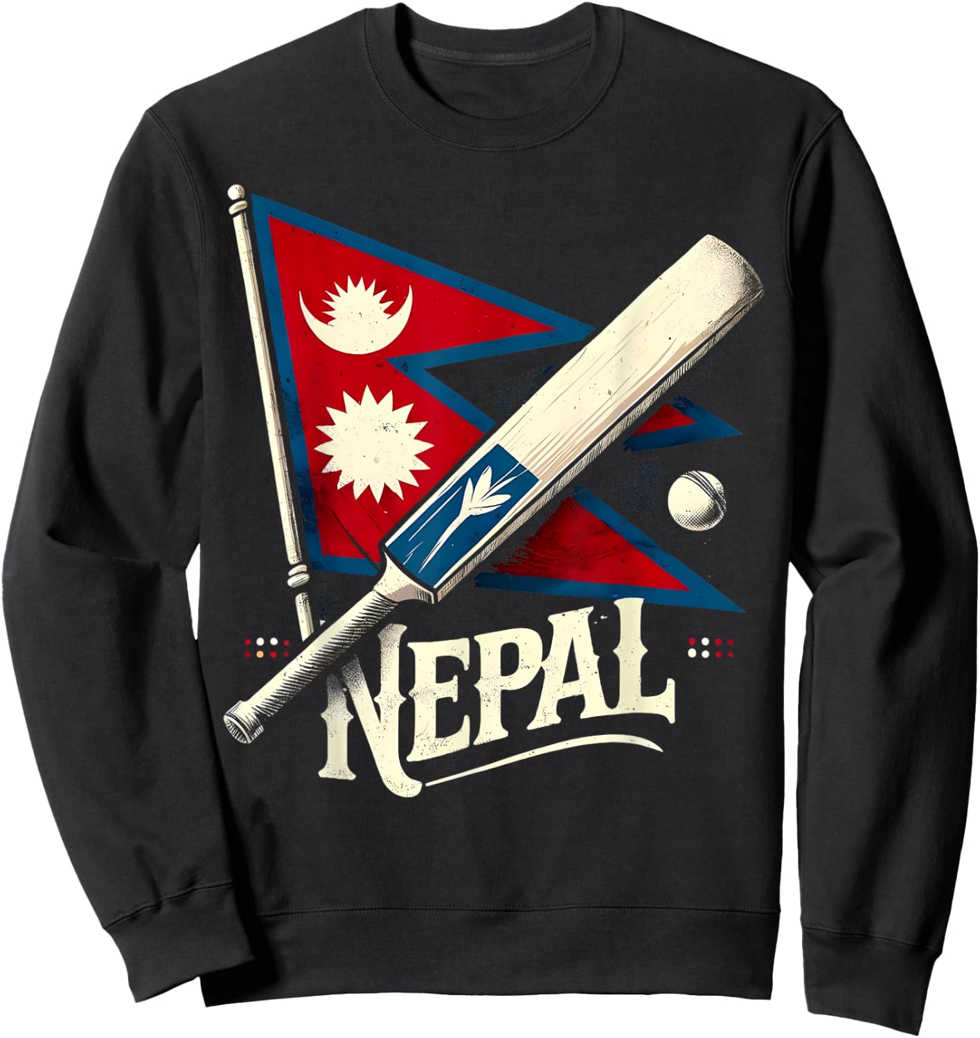Nepal Cricket Jersey 2024, Cricket Flag of Nepal Team Sweatshirt - Sweatshirt | Black
