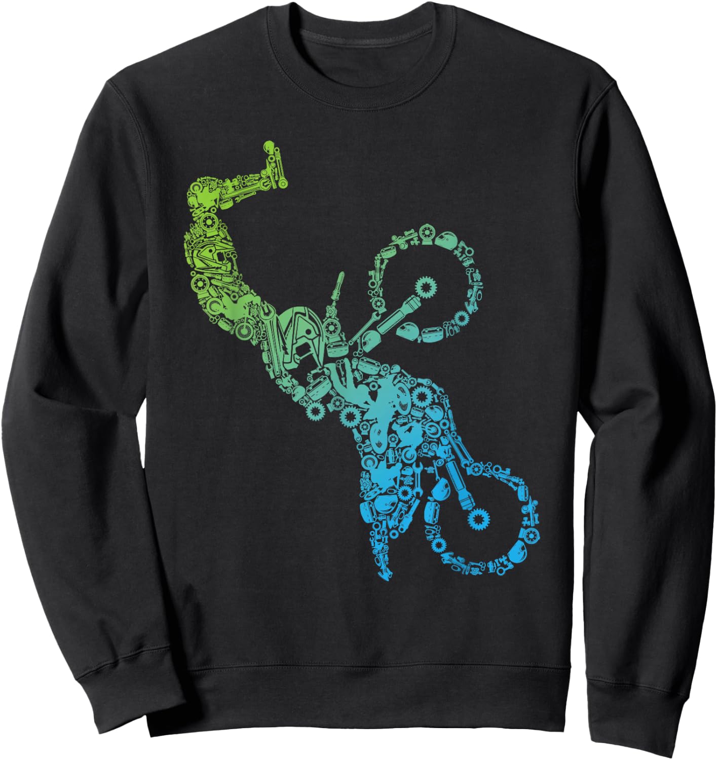 Mechanical Motocross Rider Steampunk Dirt Bike Freestyle MX Sweatshirt - Sweatshirt | Black