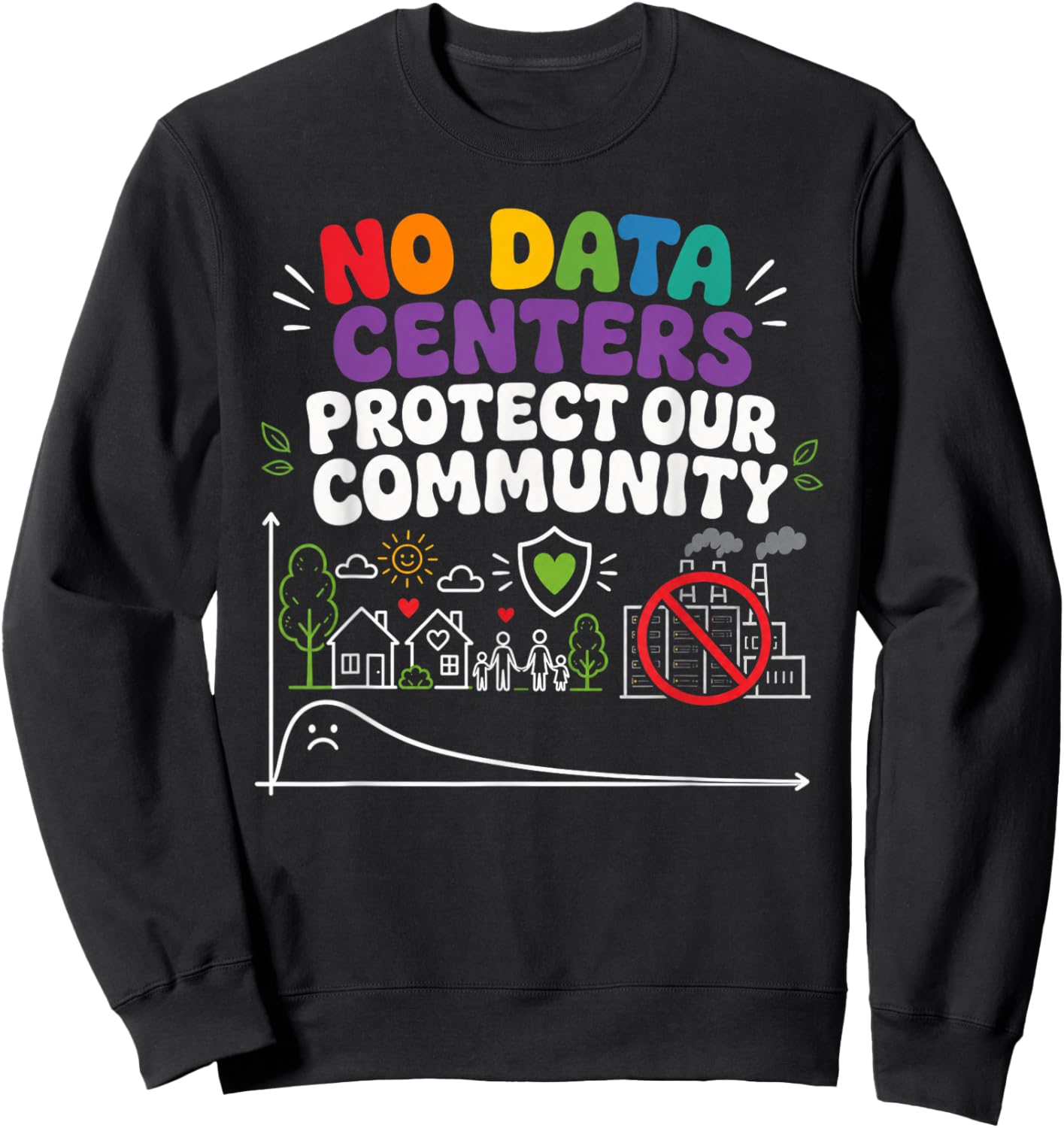 No Data Centers Protect Our Community Retro Sweatshirt - Sweatshirt | Black