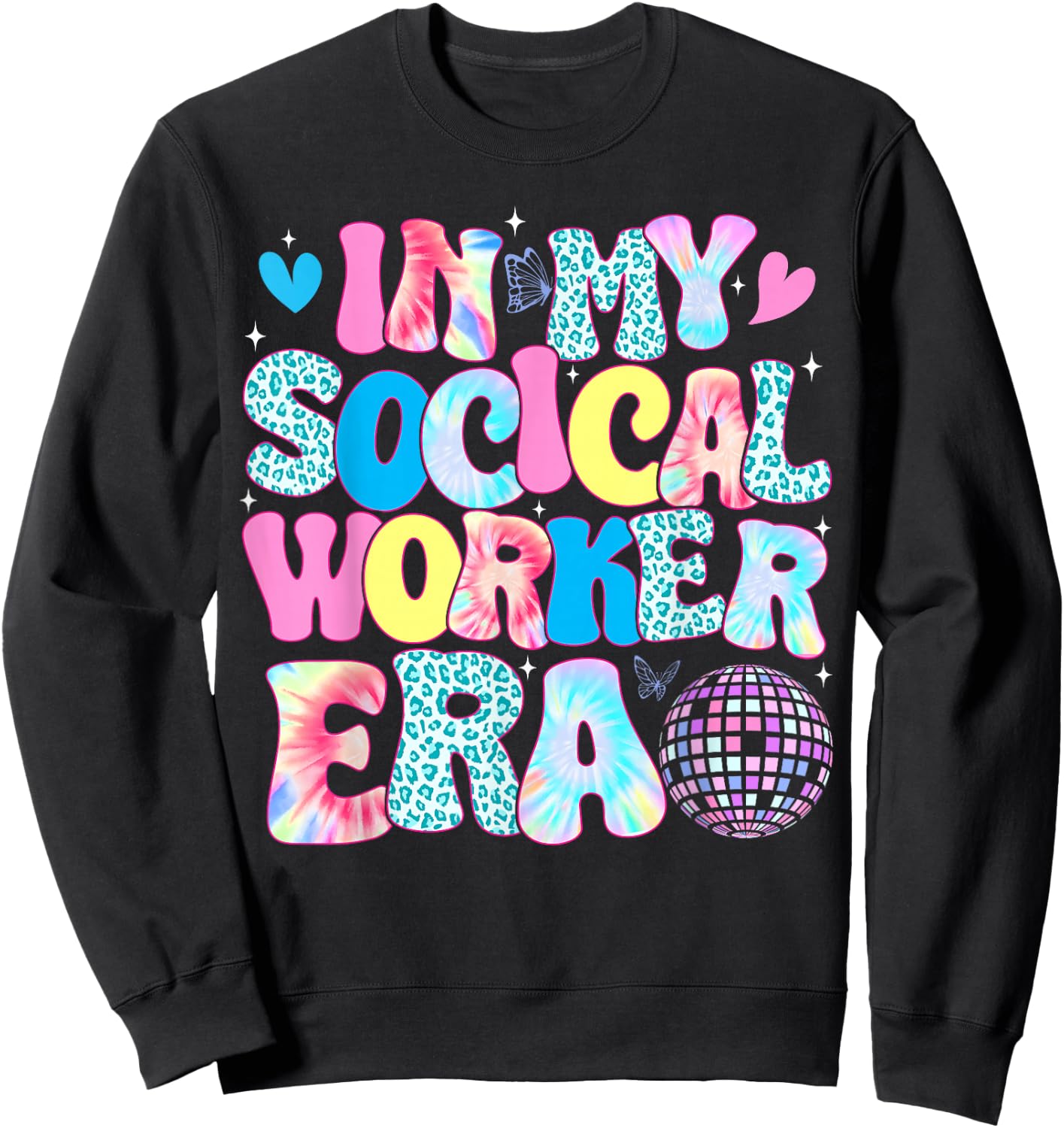 In My Social Worker Era Tie Dye Leopard Social Worker MSW Sweatshirt - Sweatshirt | Black