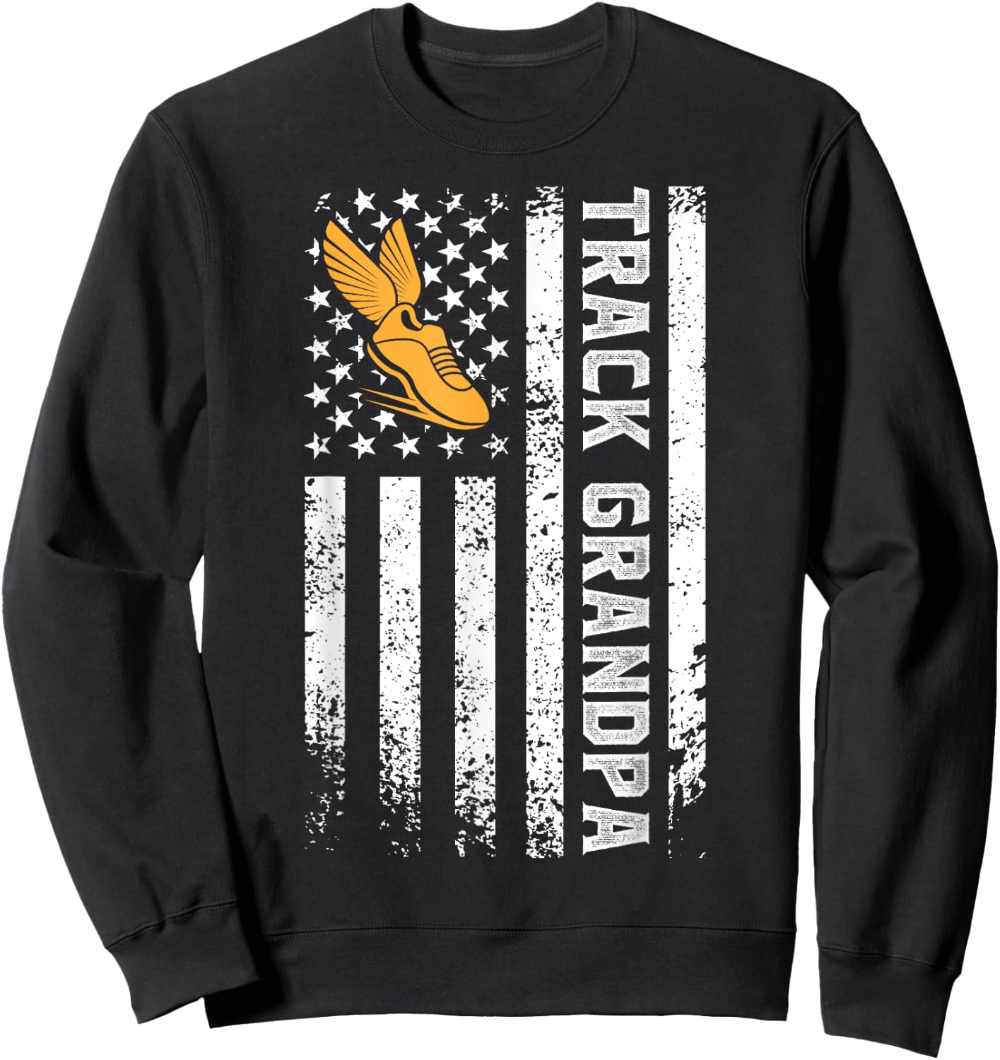 Track Grandpa US Flag Track And Field Grandfather Sweatshirt - Sweatshirt | Black