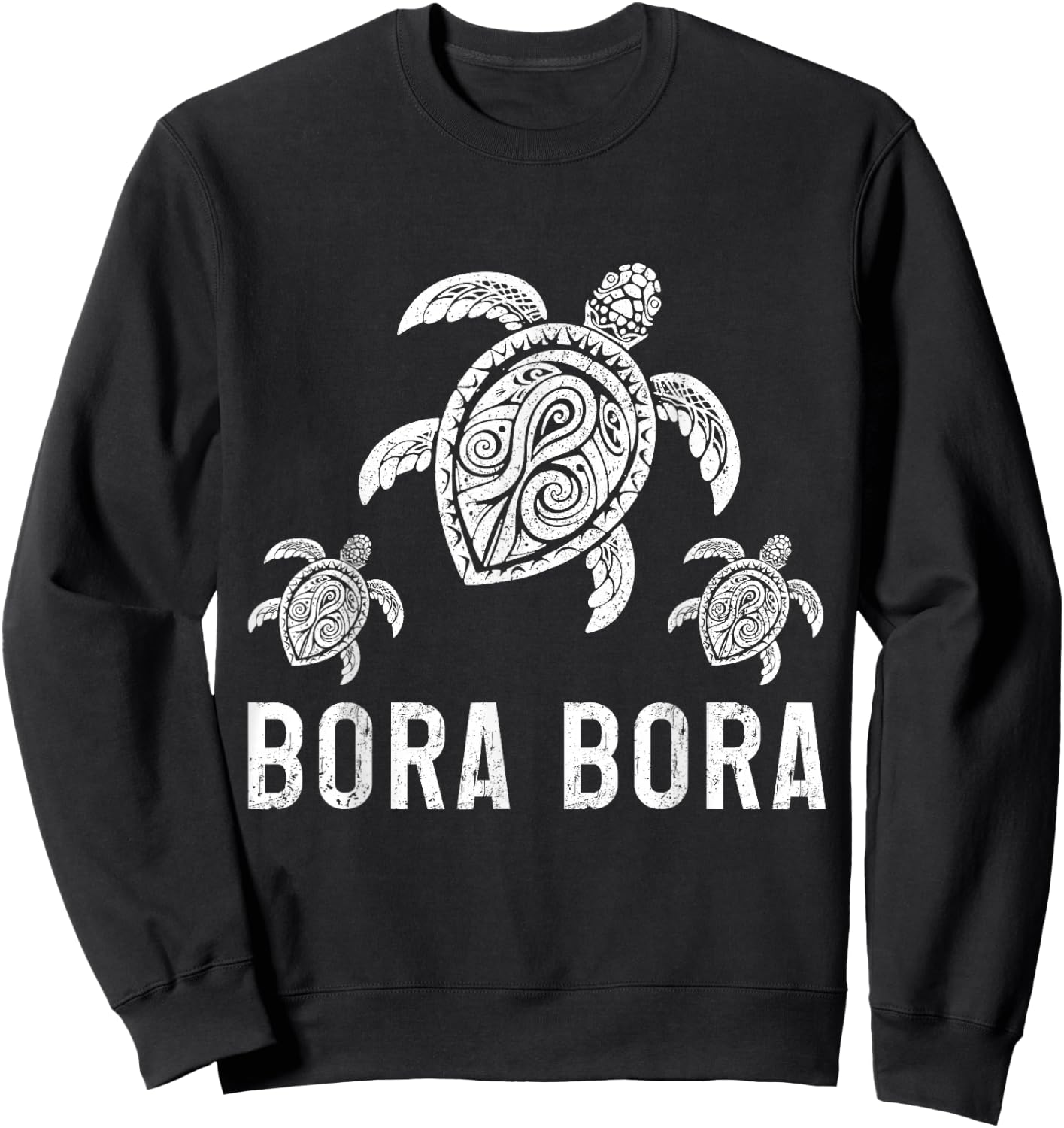 Bora Bora Sea Turtle Tahiti French Polynesia Beach Souvenir Sweatshirt - Sweatshirt | Black